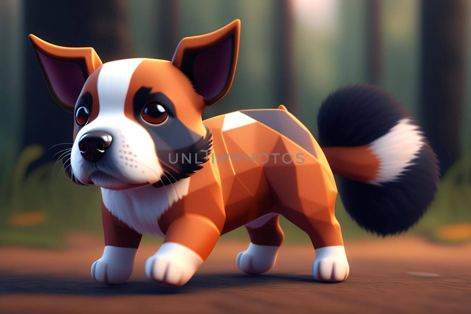 Cute cartoon dog. 3d illustration. Conceptual image.