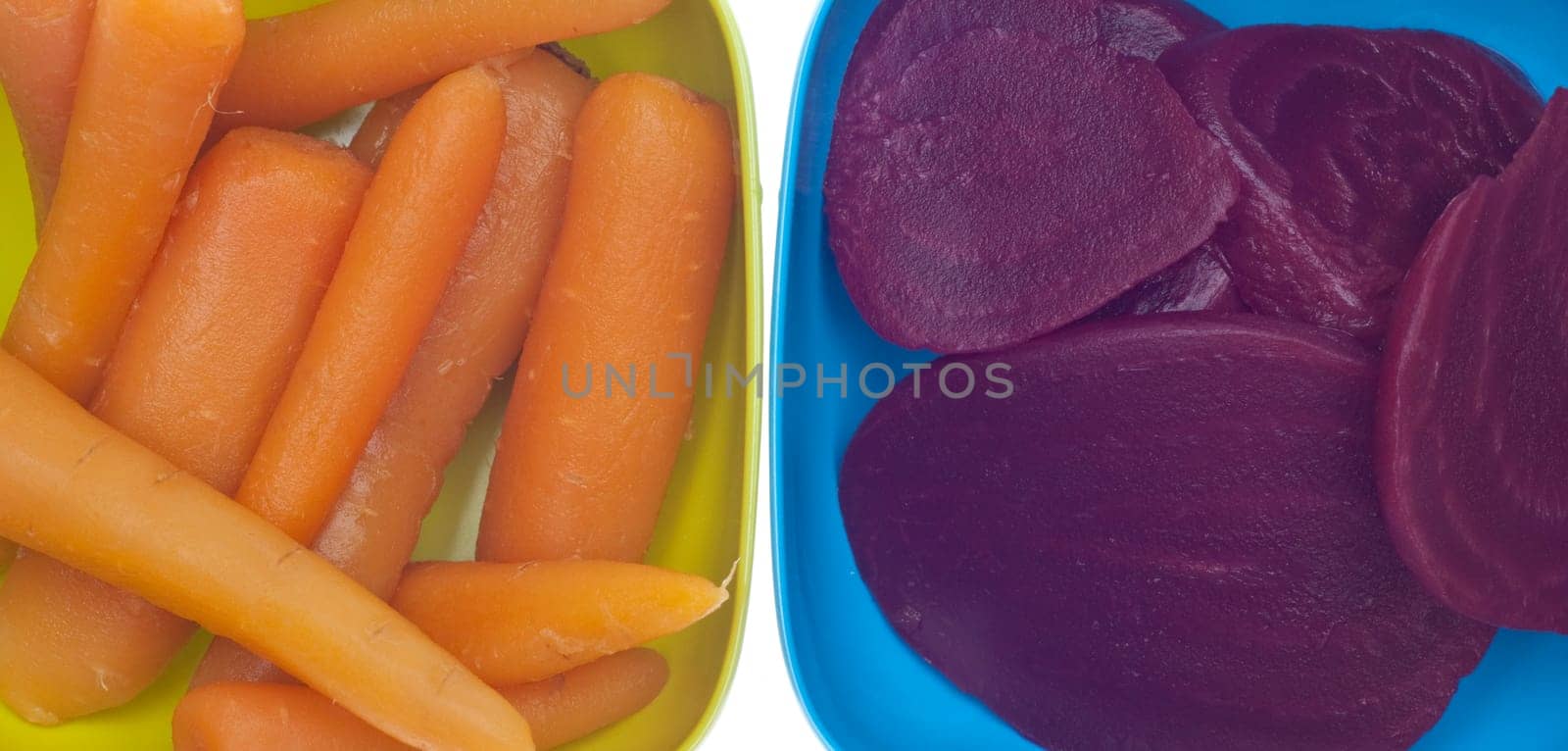 Close Up of Bowl of Canned Beets and Carrots Food Concept.