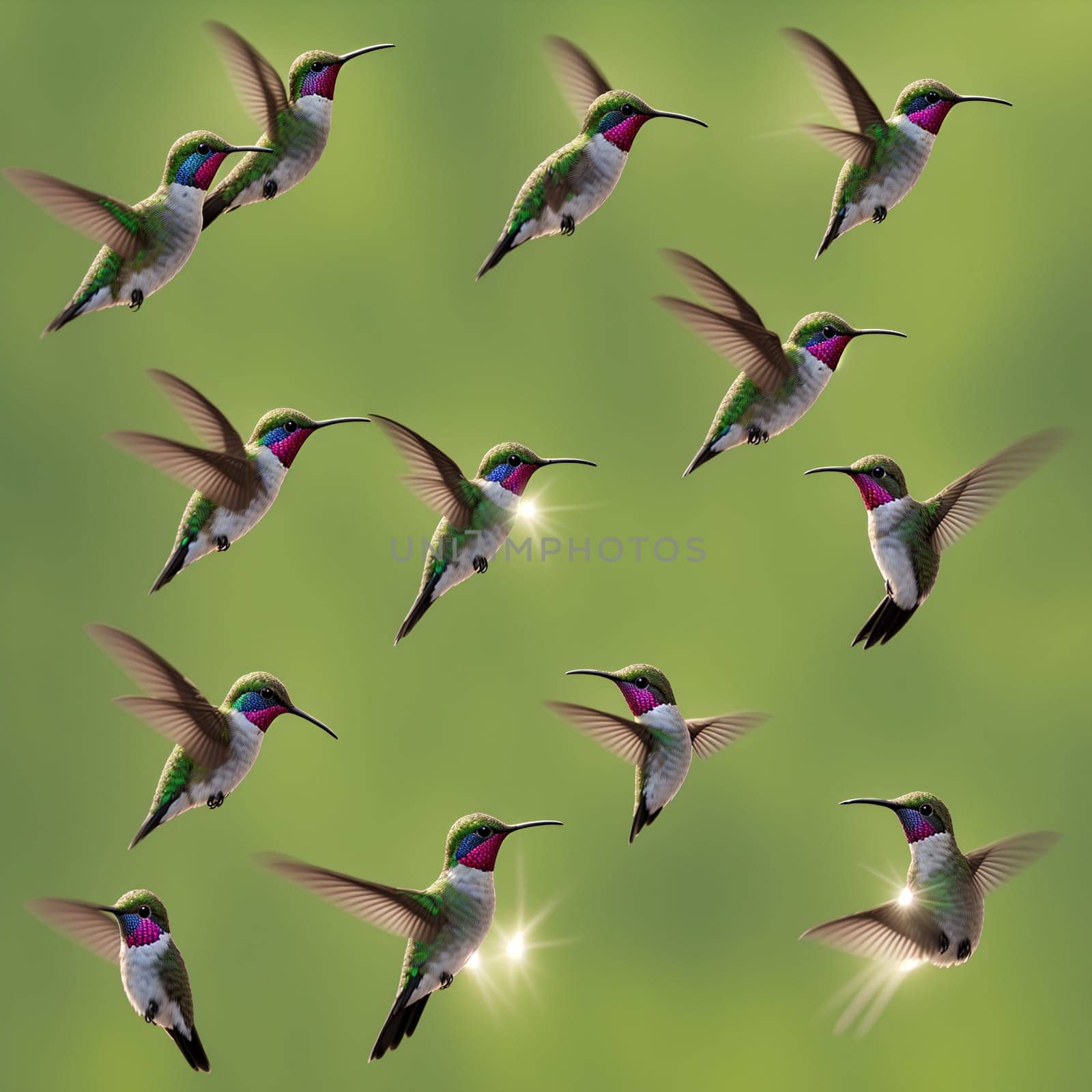 The hummingbird  flying next to beautiful flower - AI Generated