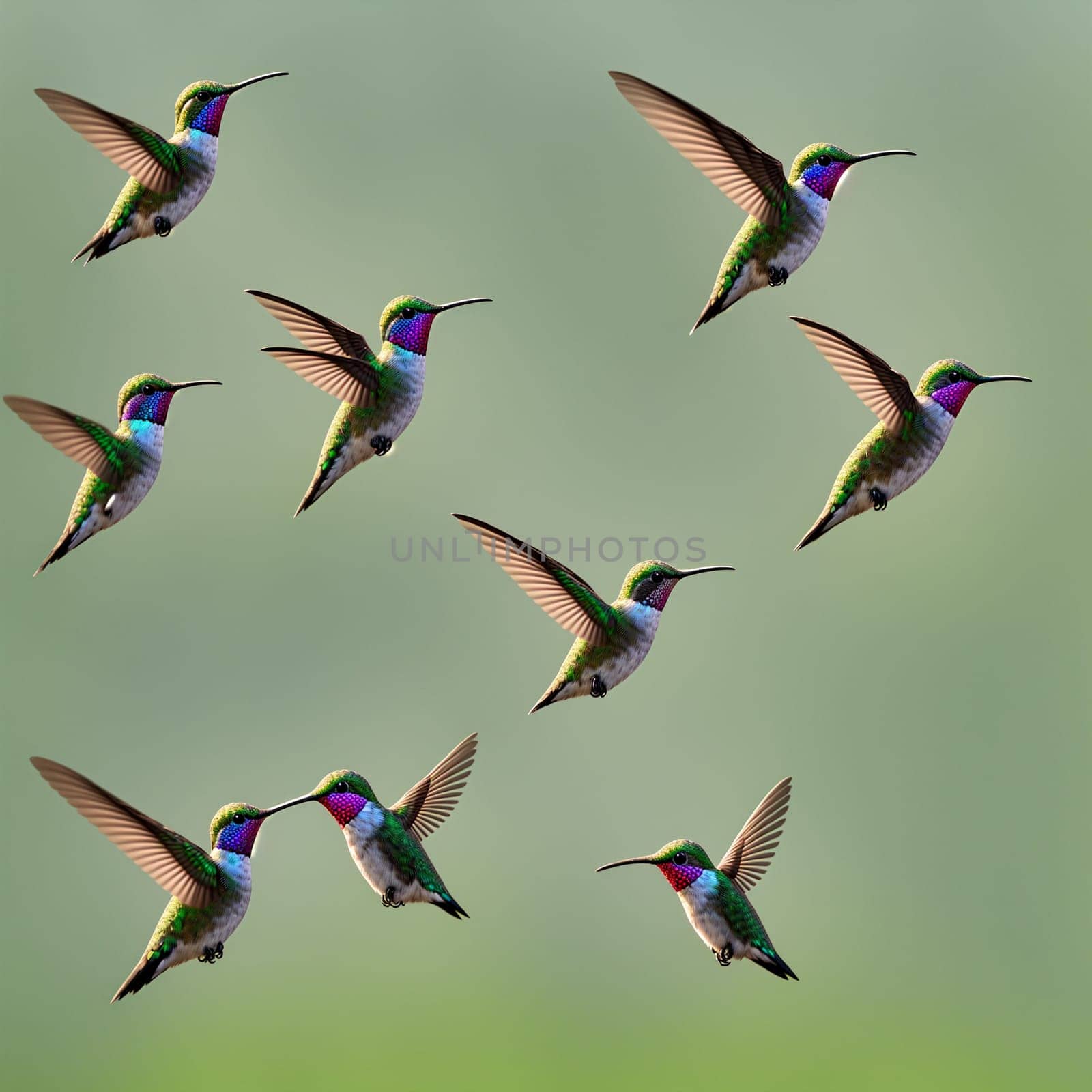 The hummingbird  flying next to beautiful flower - AI Generated
