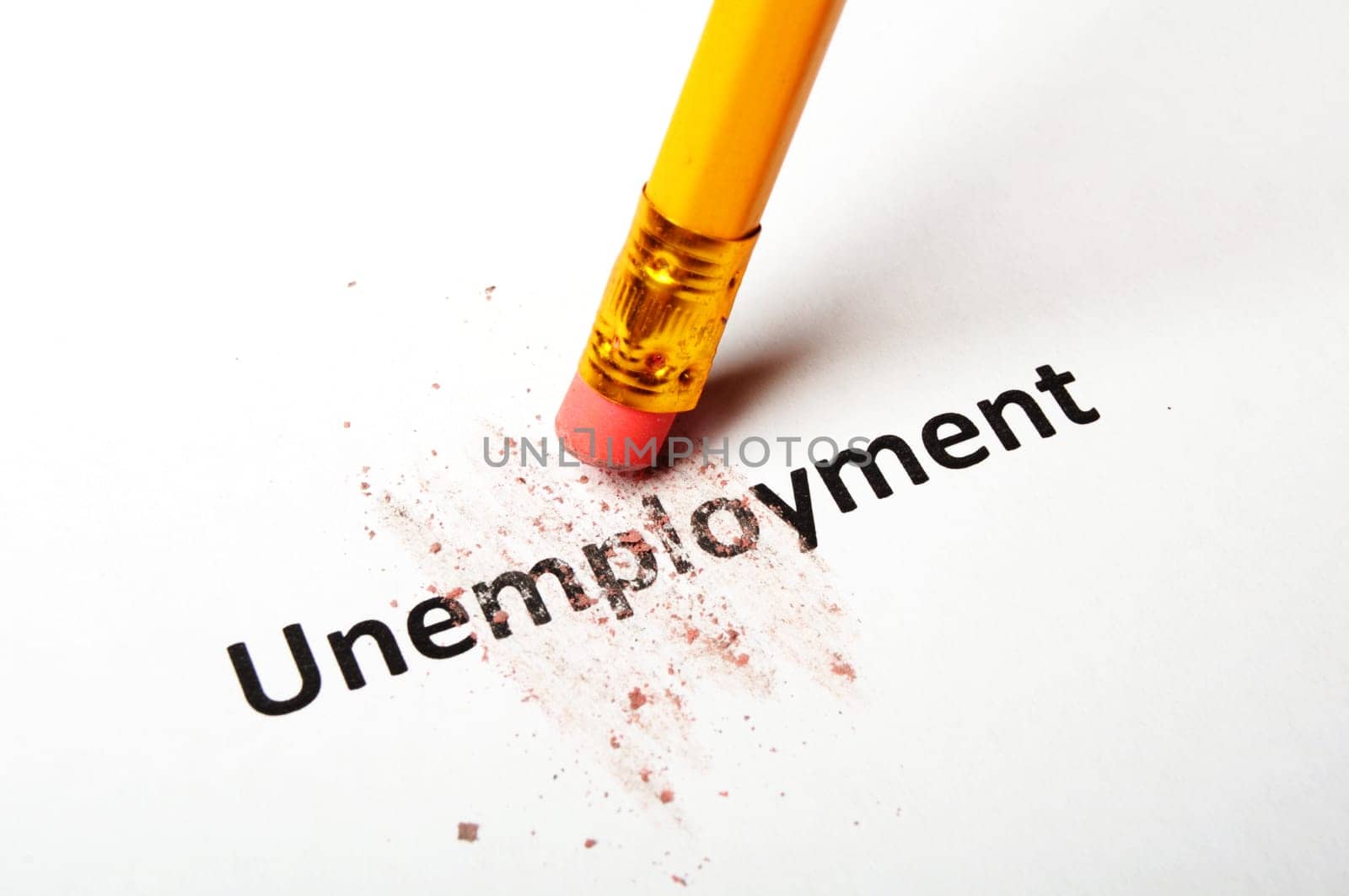 unemployment word and eraser showing job or work concept