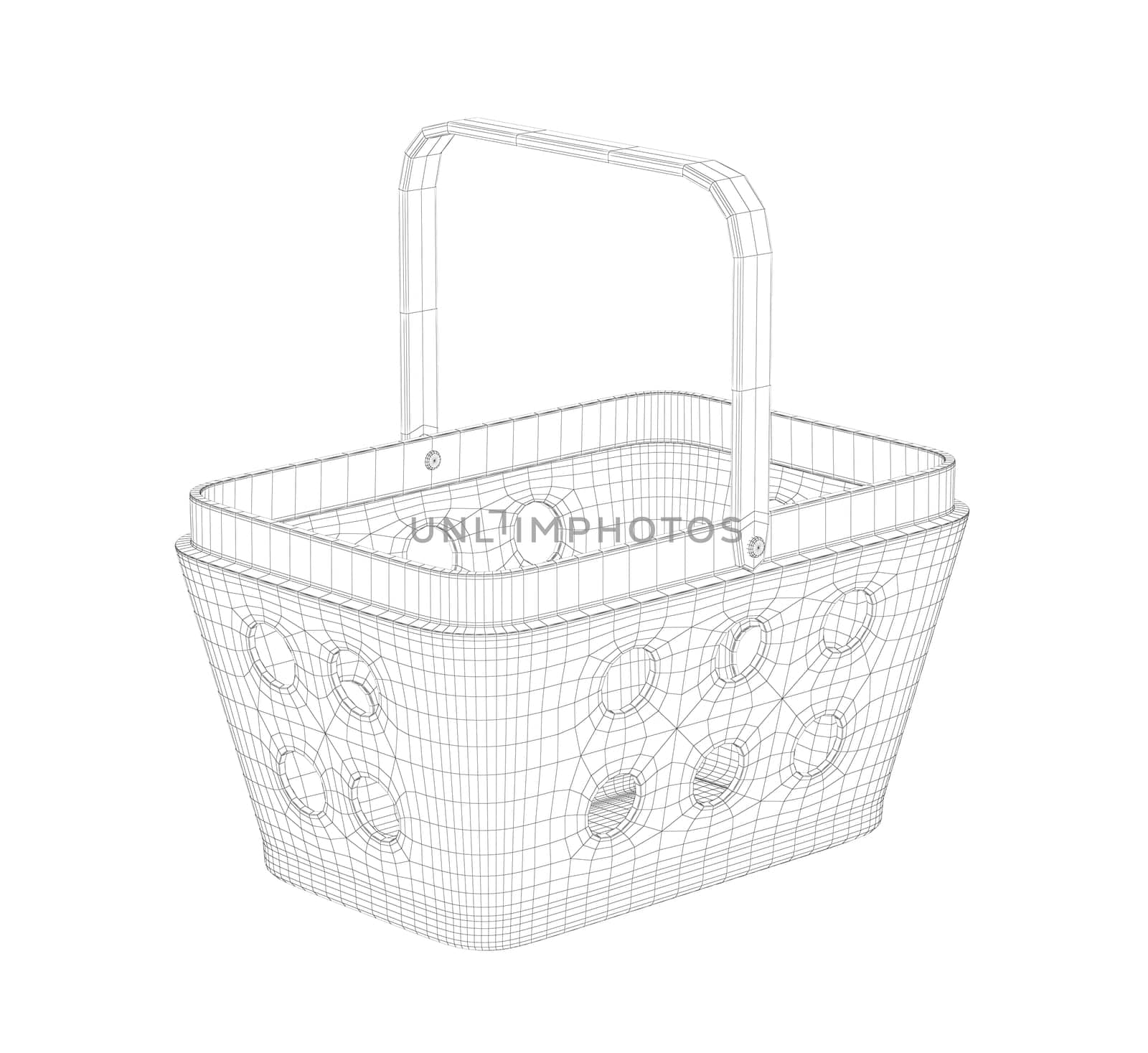 3D wire-frame model of shopping basket