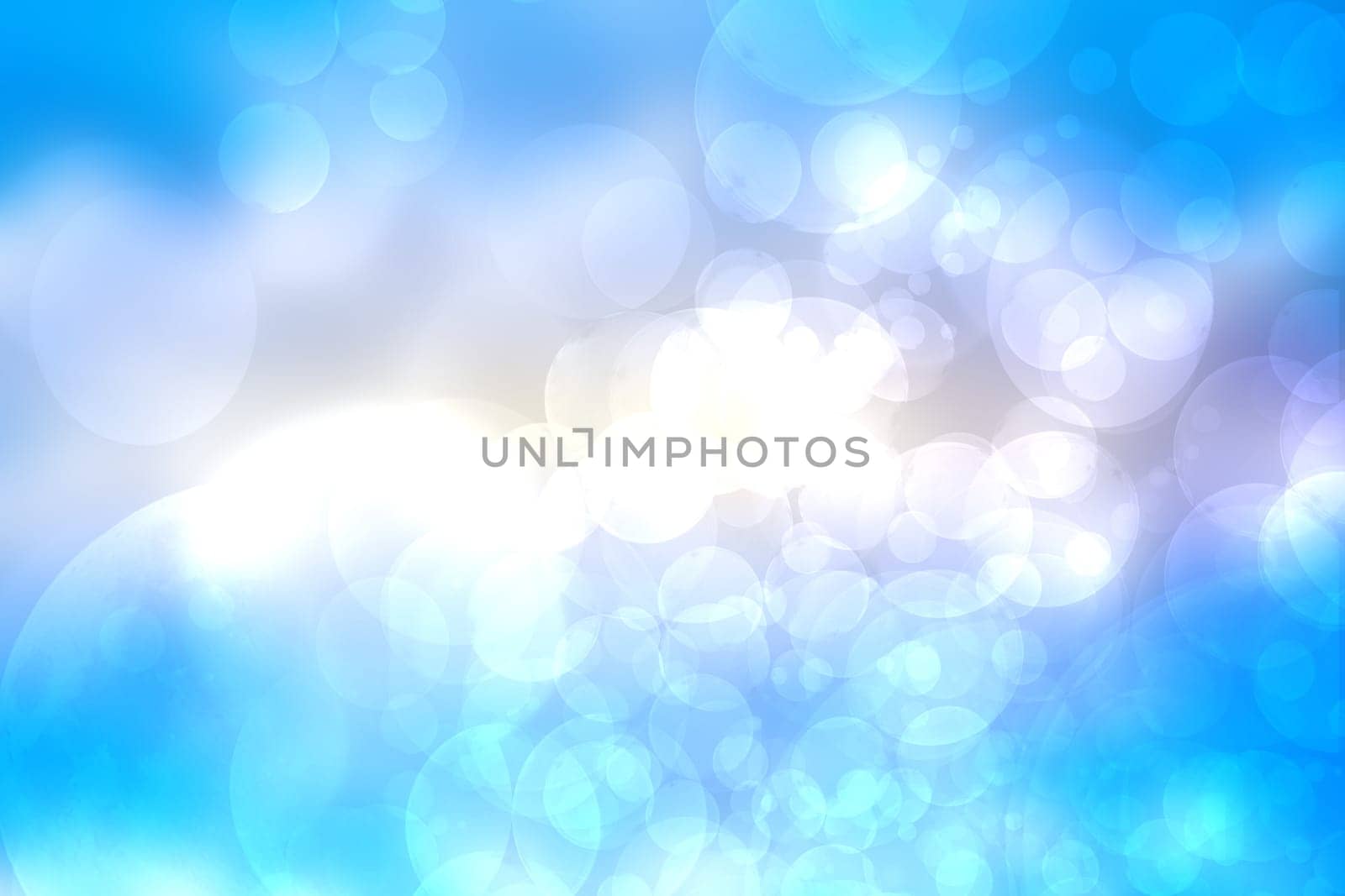 Abstract blurred fresh vivid spring summer light delicate pastel blue turquoise white bokeh background texture with bright circular soft color lights. Card concept. Beautiful backdrop illustration.