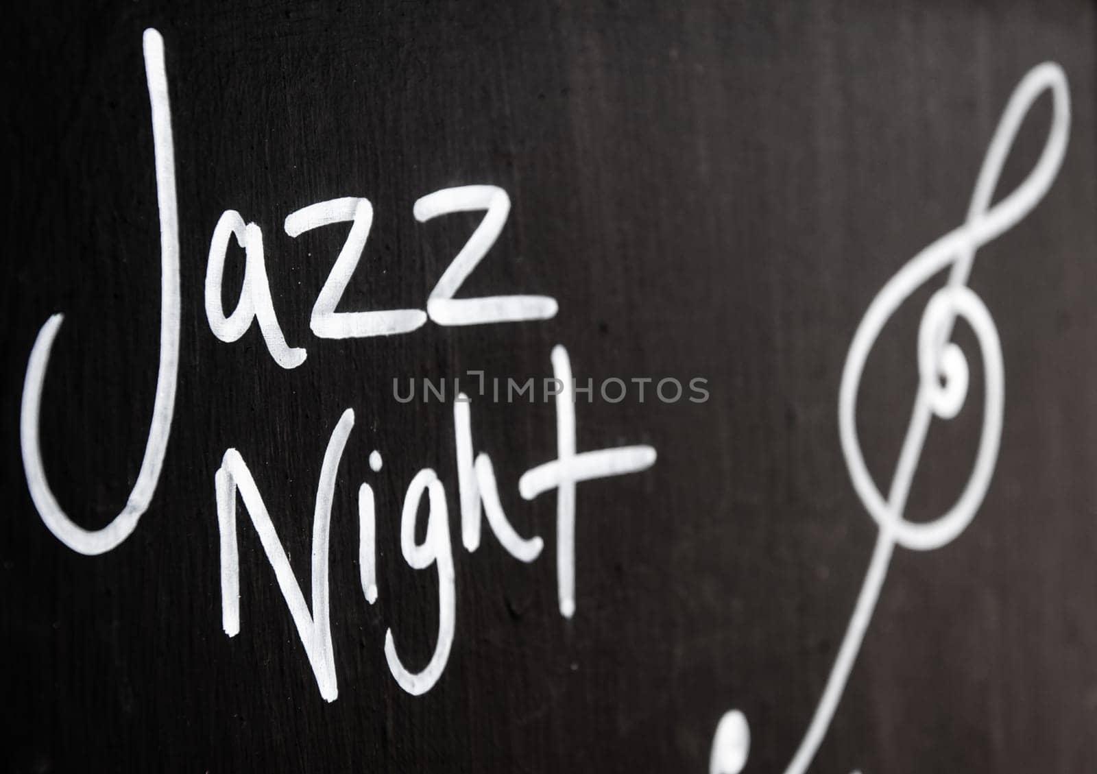 Jazz Night advertisement sign on blackboard