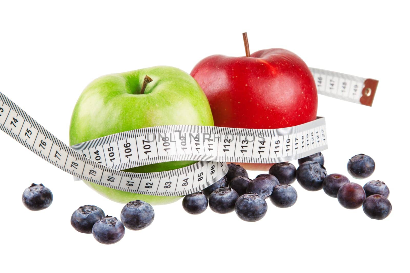 Apples with tape measure