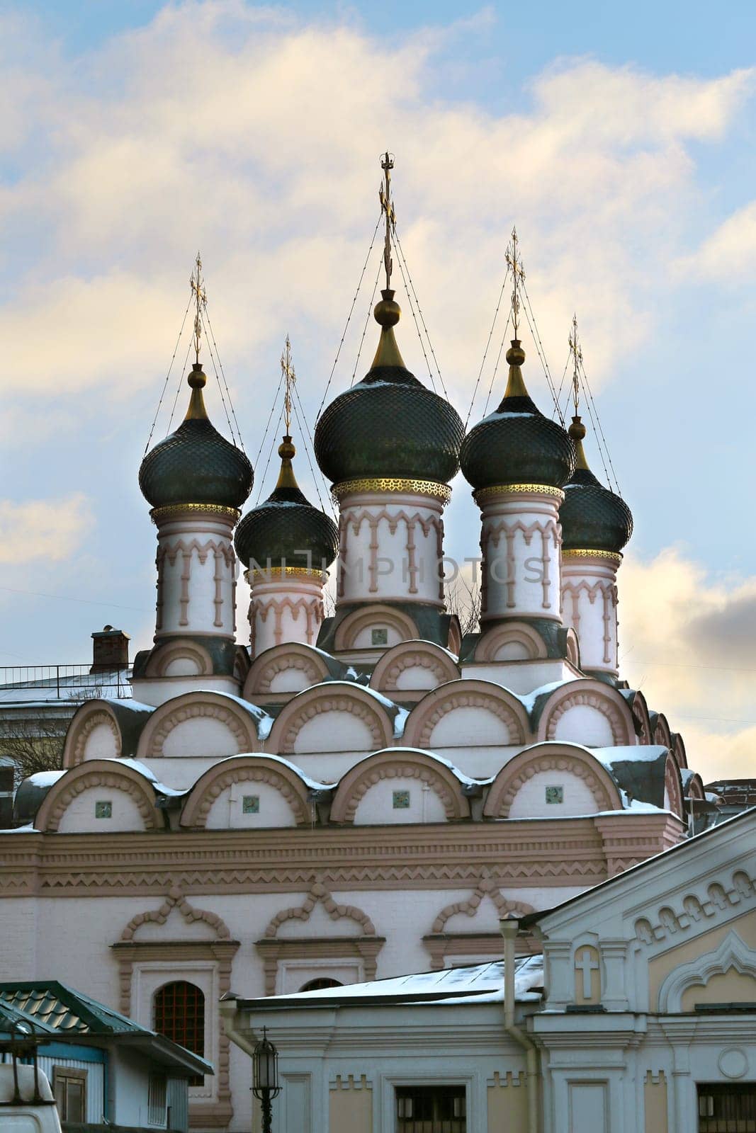 Historic building photographed close up against the sky