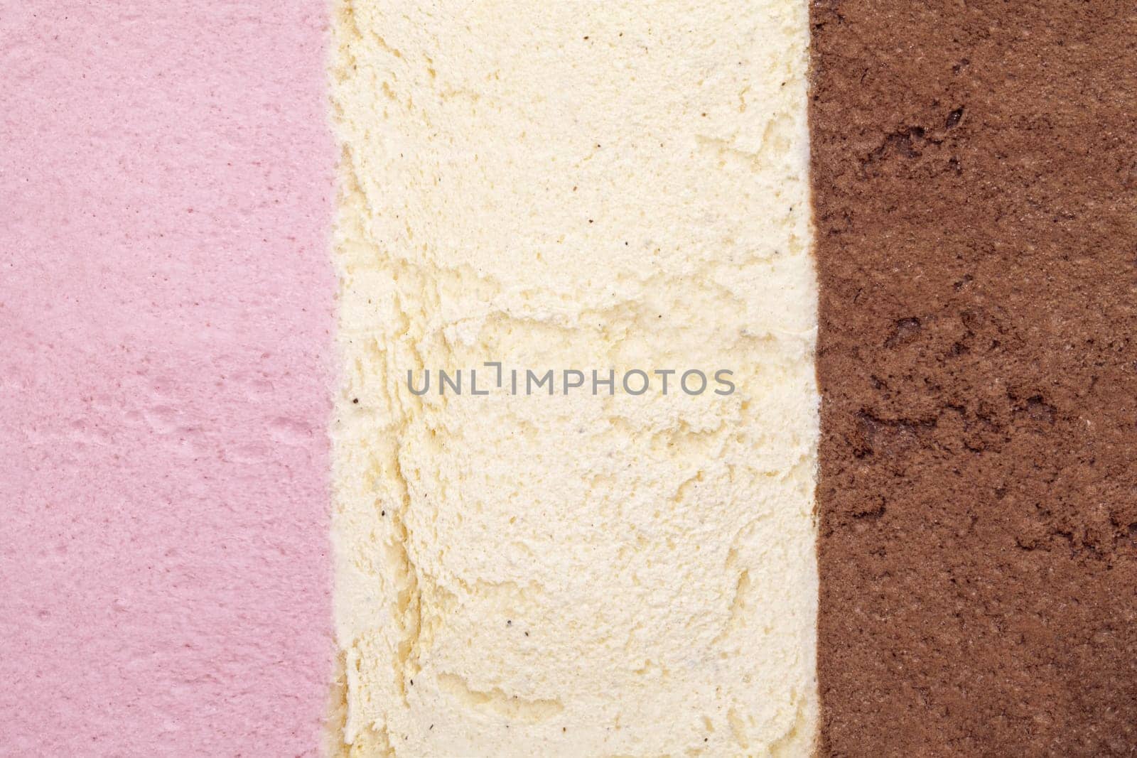 ice cream background with strawberry, vanilla and chocolate