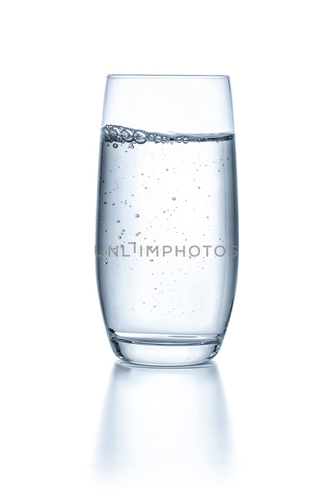 Glass with water against a white background