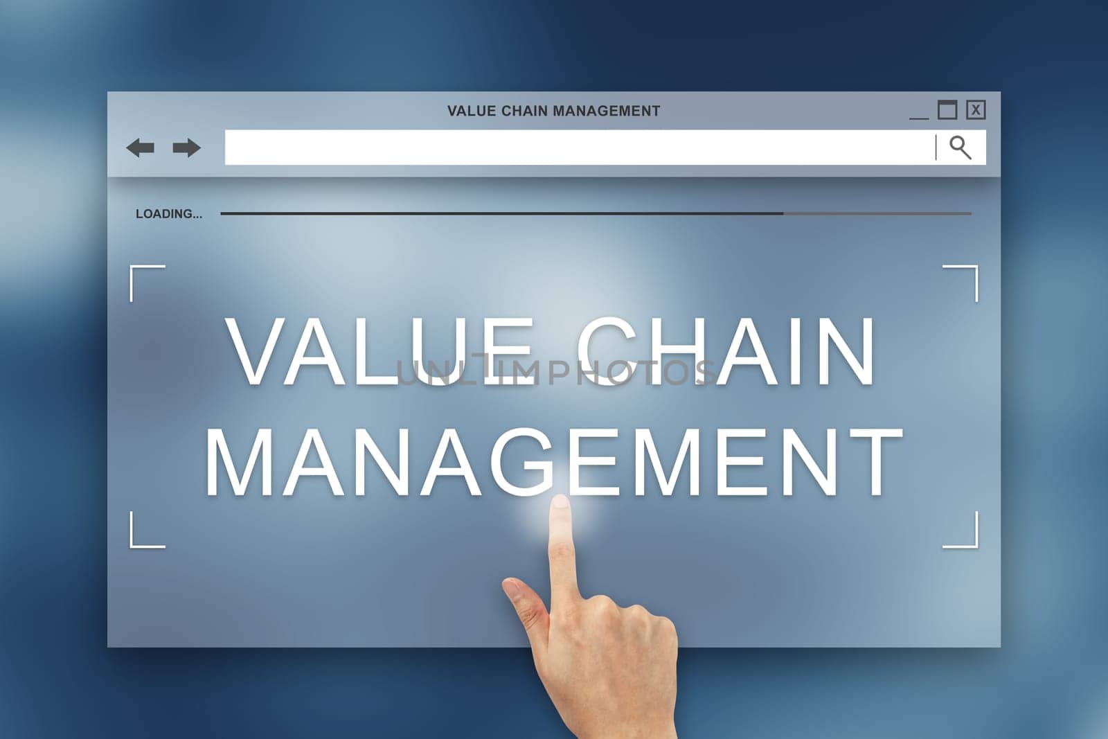 hand press on value chain management button on webpage