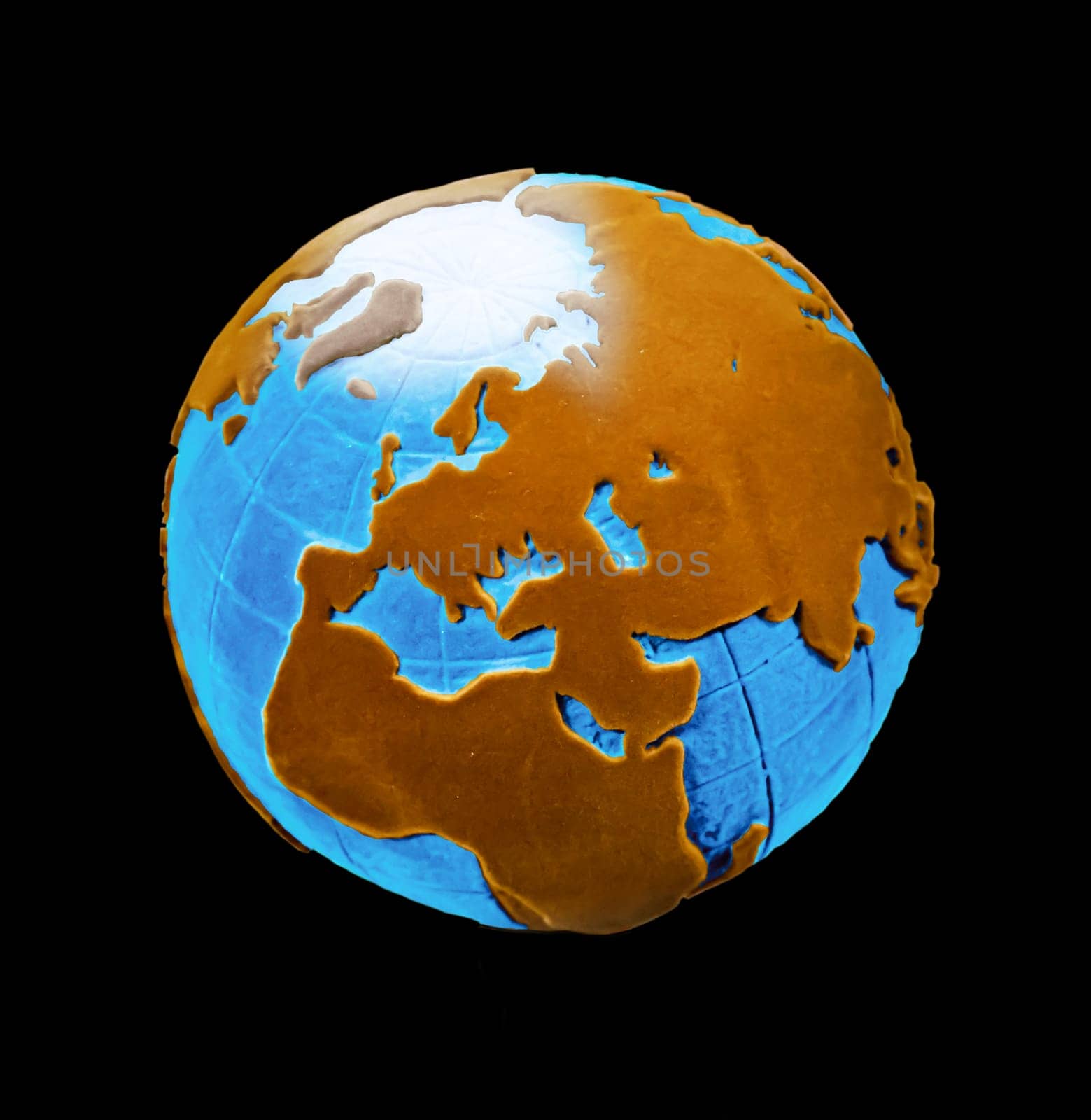 Picture of a globe. The globe. An artificial representation of the earth.