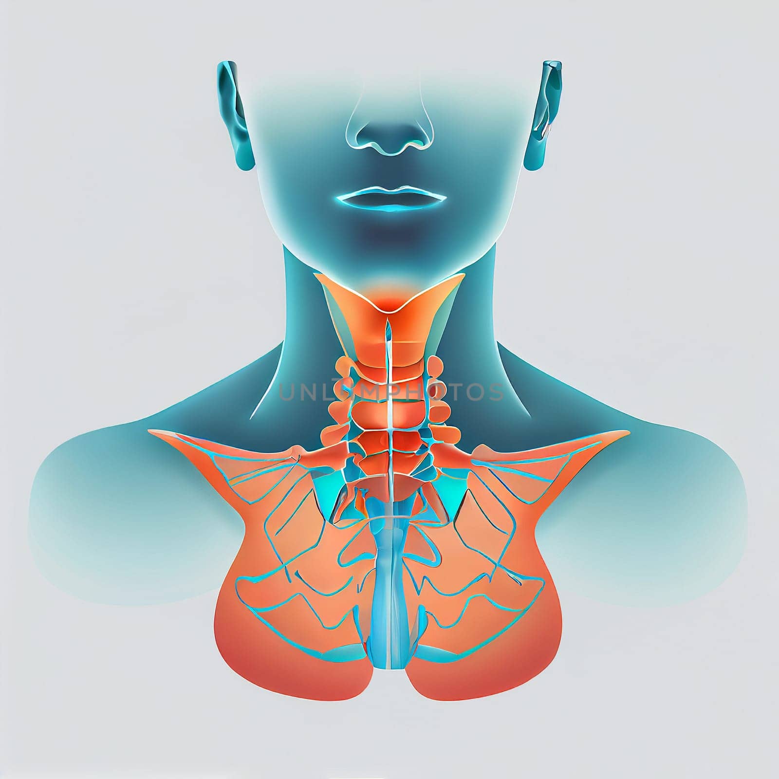 Thyroid organ, hyperthyroidism and hypothyroidism, health issues, cancer, hashimoto disease, thyroid generative AI