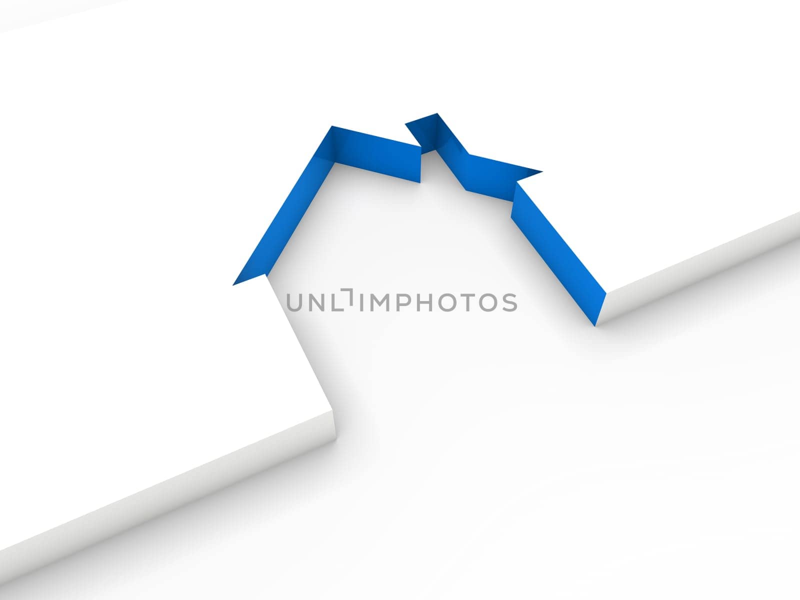 3d house line blue white home estate