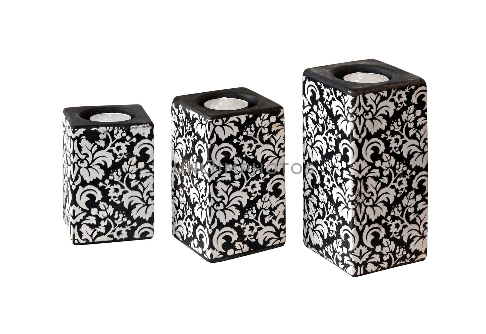 Set of decorative candles isolated with clipping path included