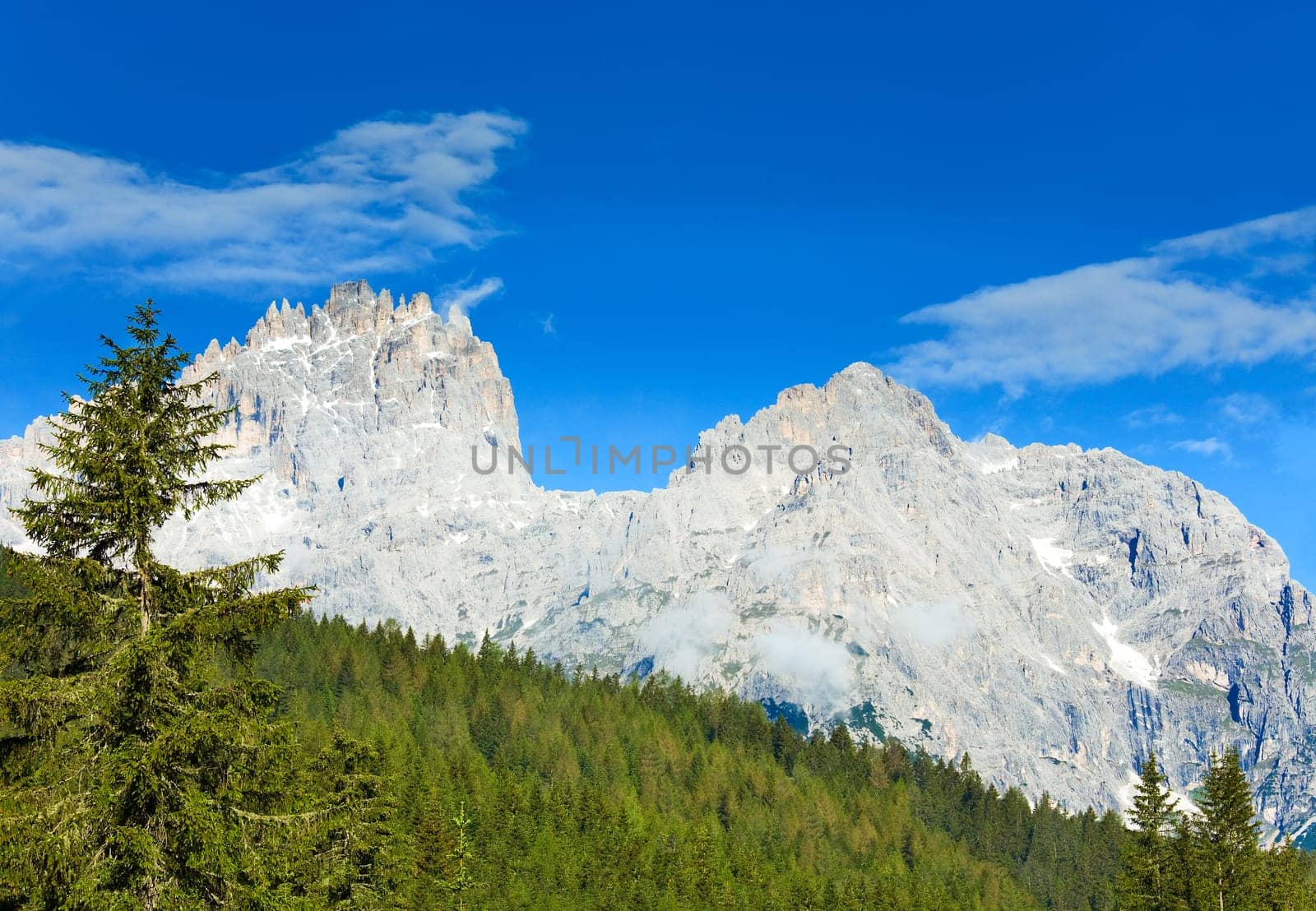 Tranquil summer Italian dolomites mountain view