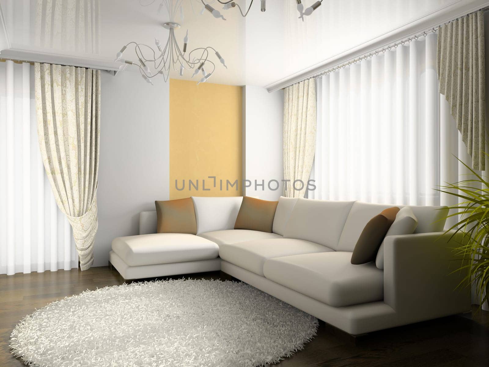 interior of drawing room 3d rendering