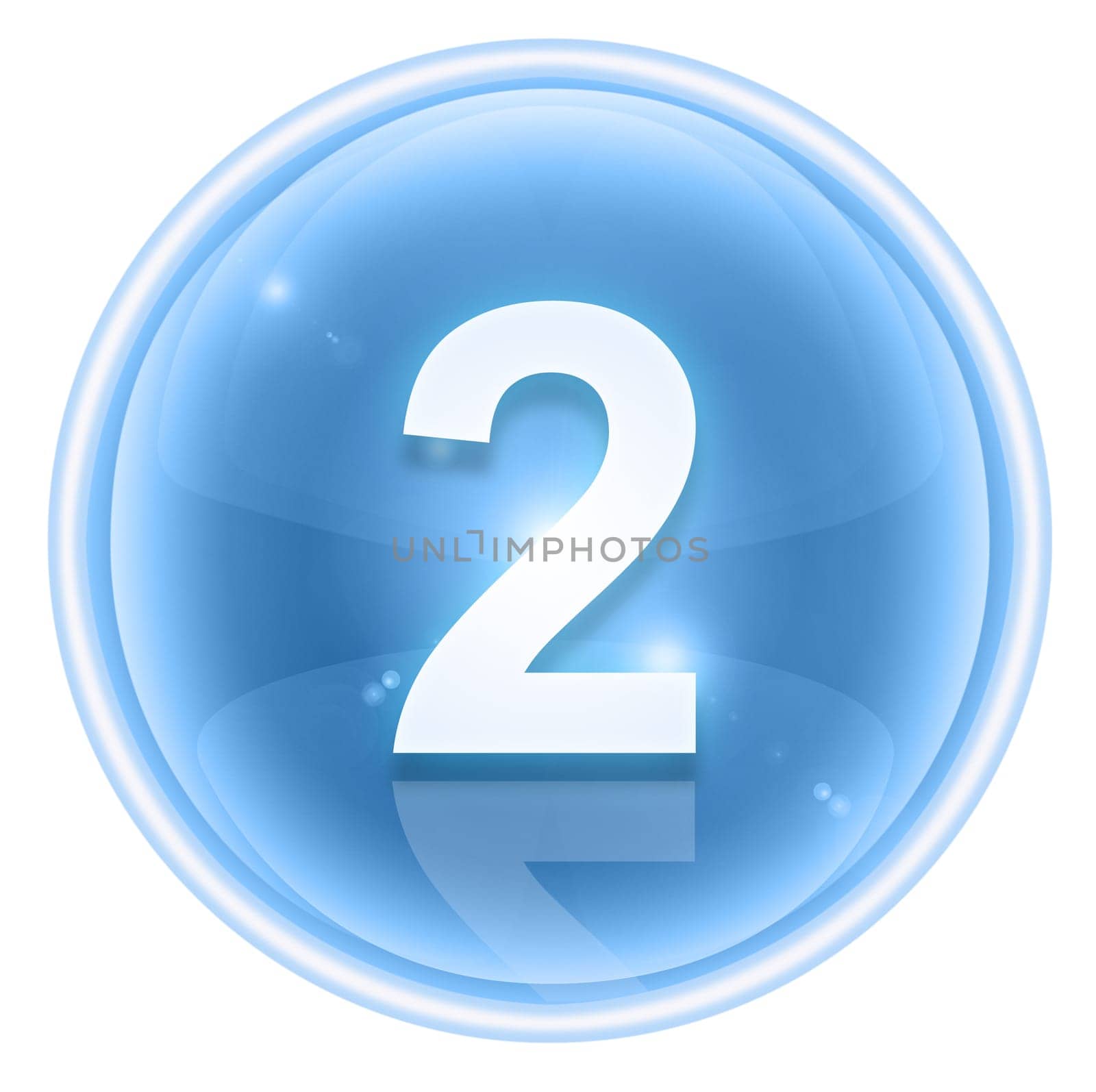 Number two icon ice, isolated on white background
