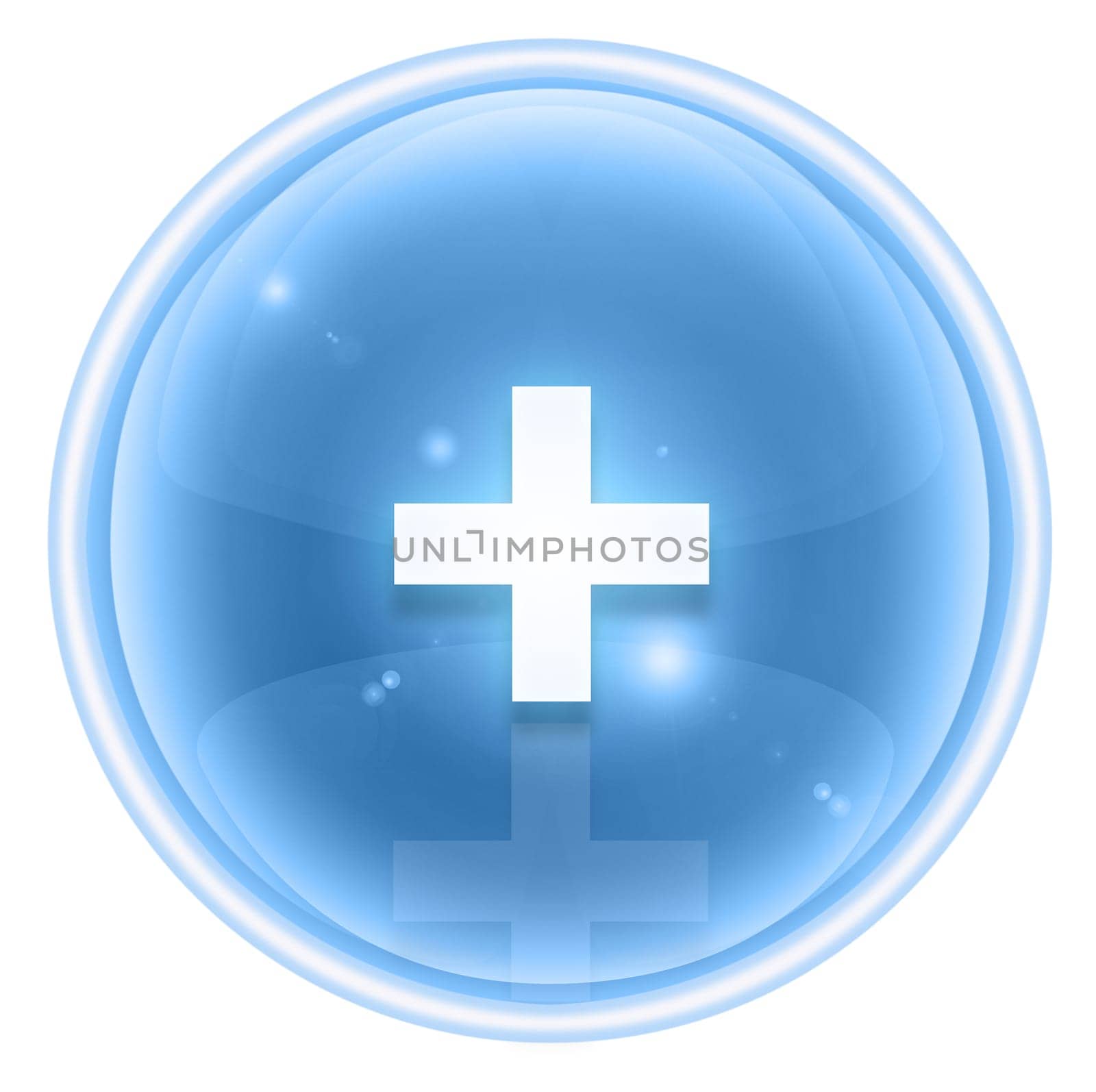 Plus icon ice, isolated on white background