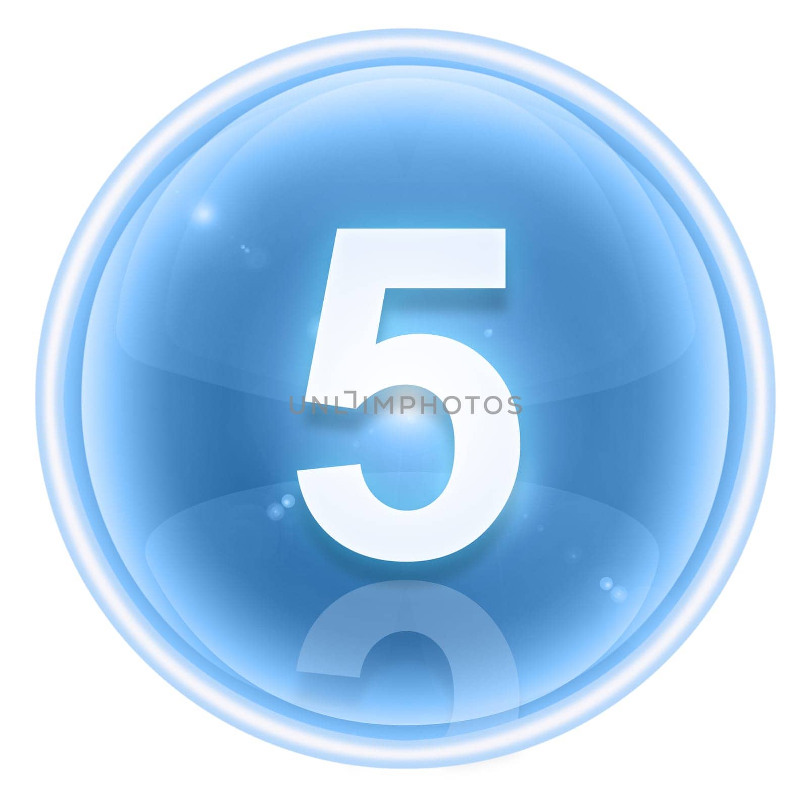 Number five icon ice, isolated on white background
