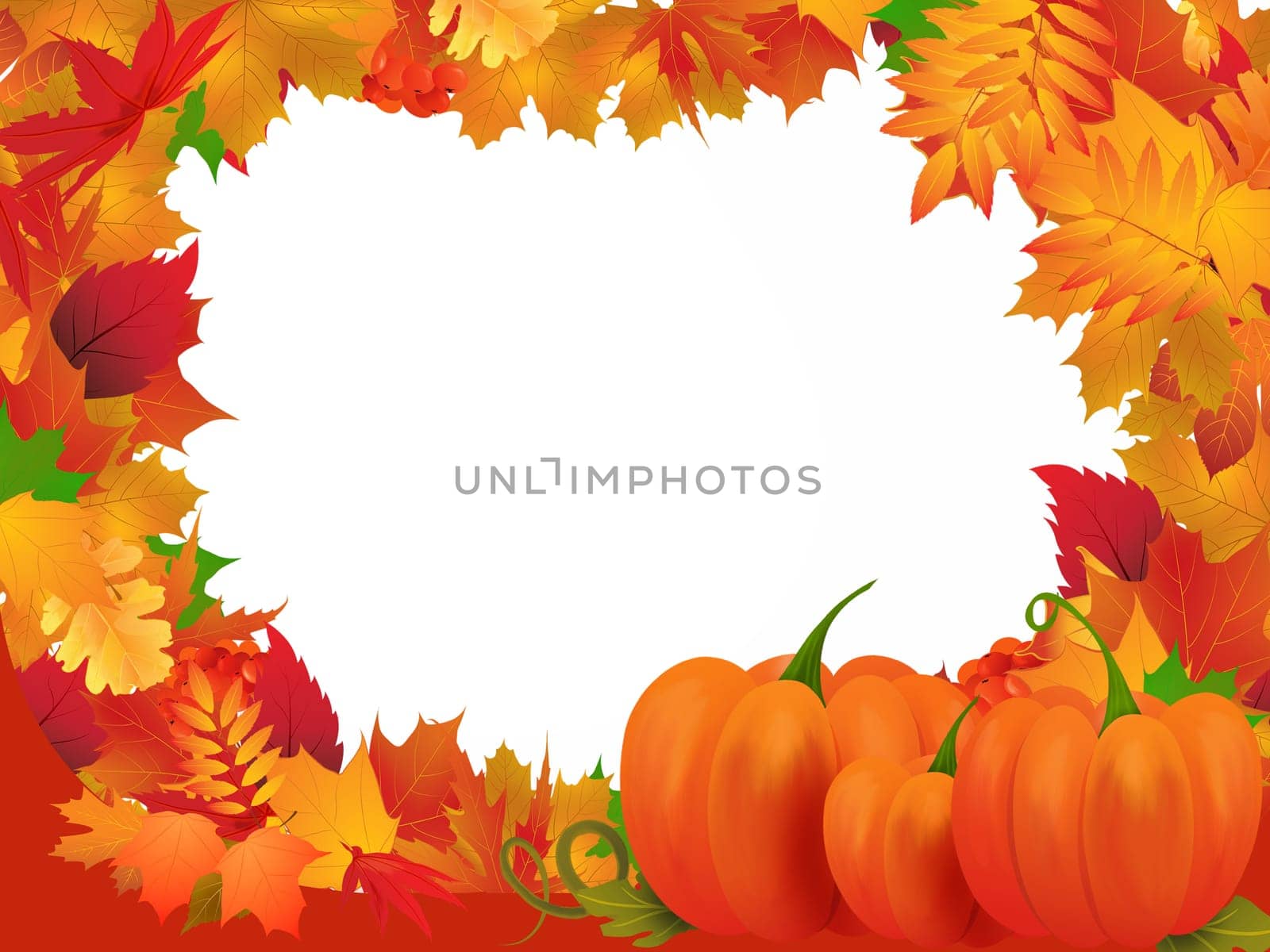 Illustration with frame of autumn leaves