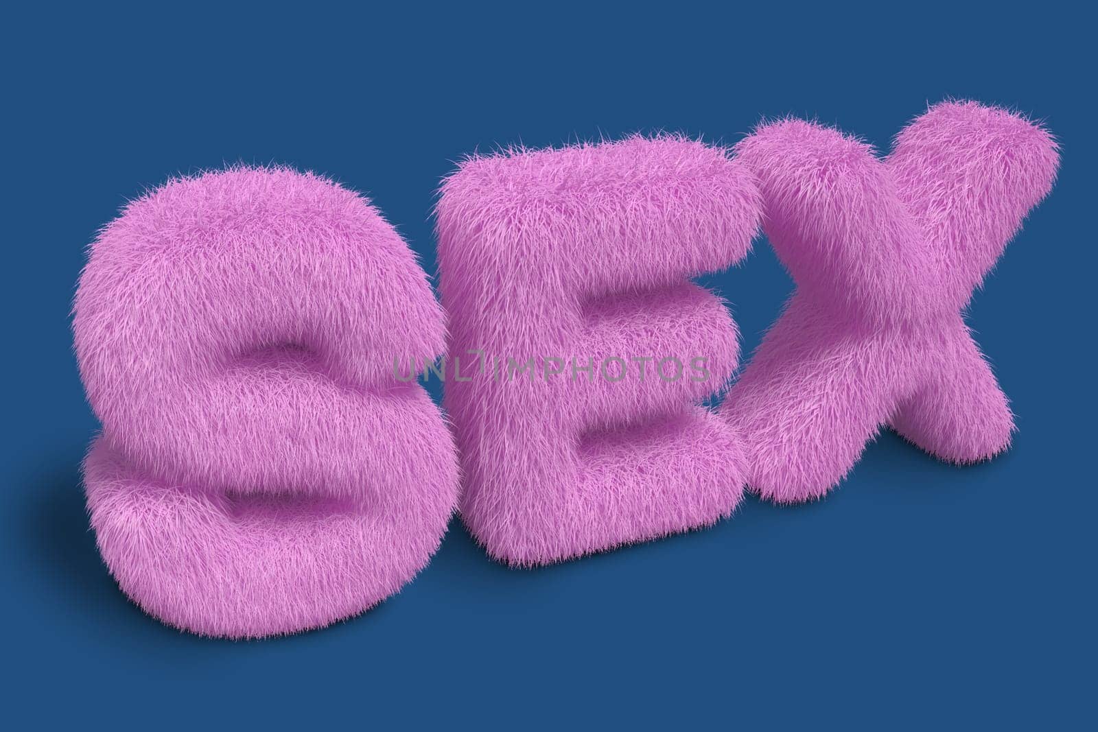 High quality 3d image of furry SEX letters on a blue background