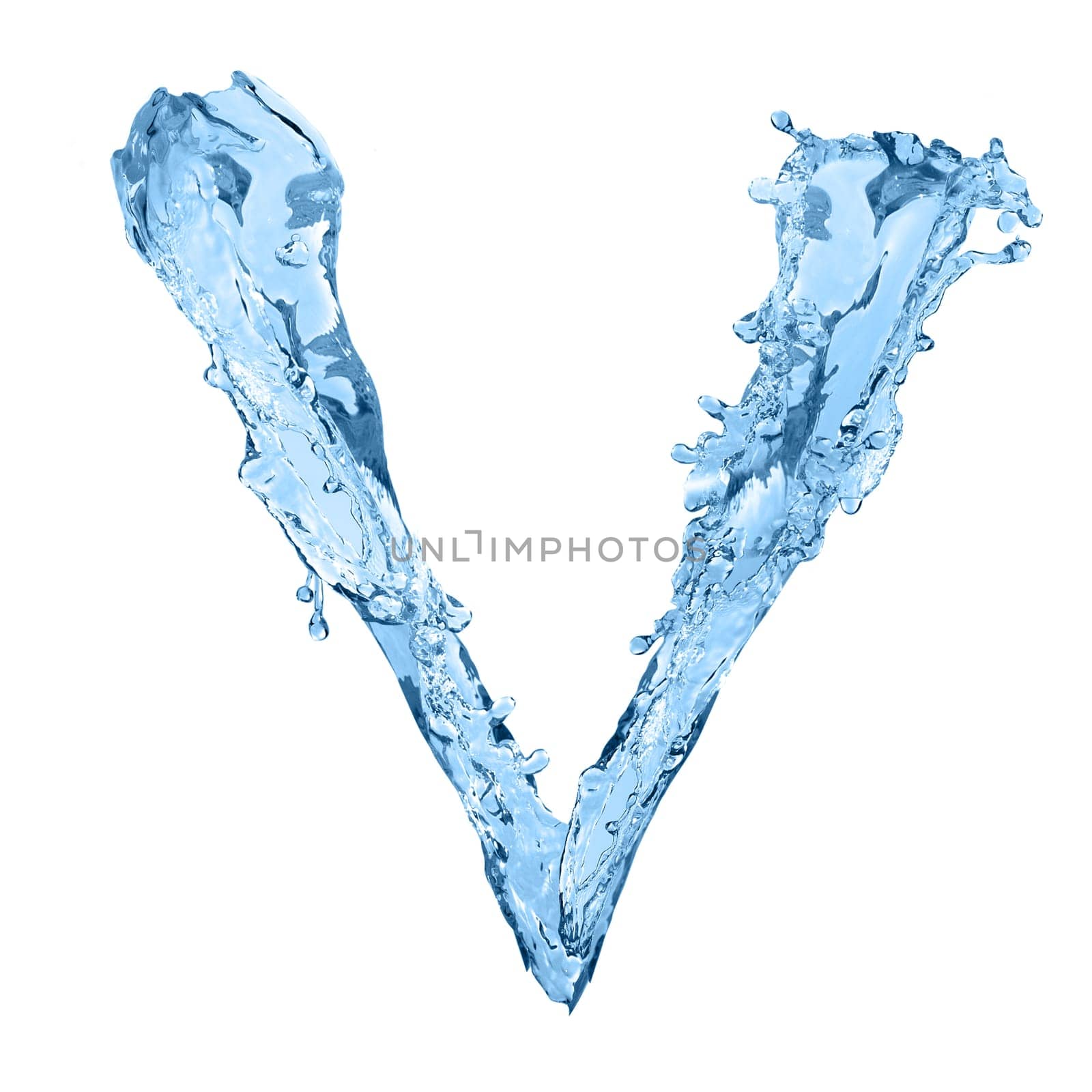 alphabet made of frozen water - the letter V