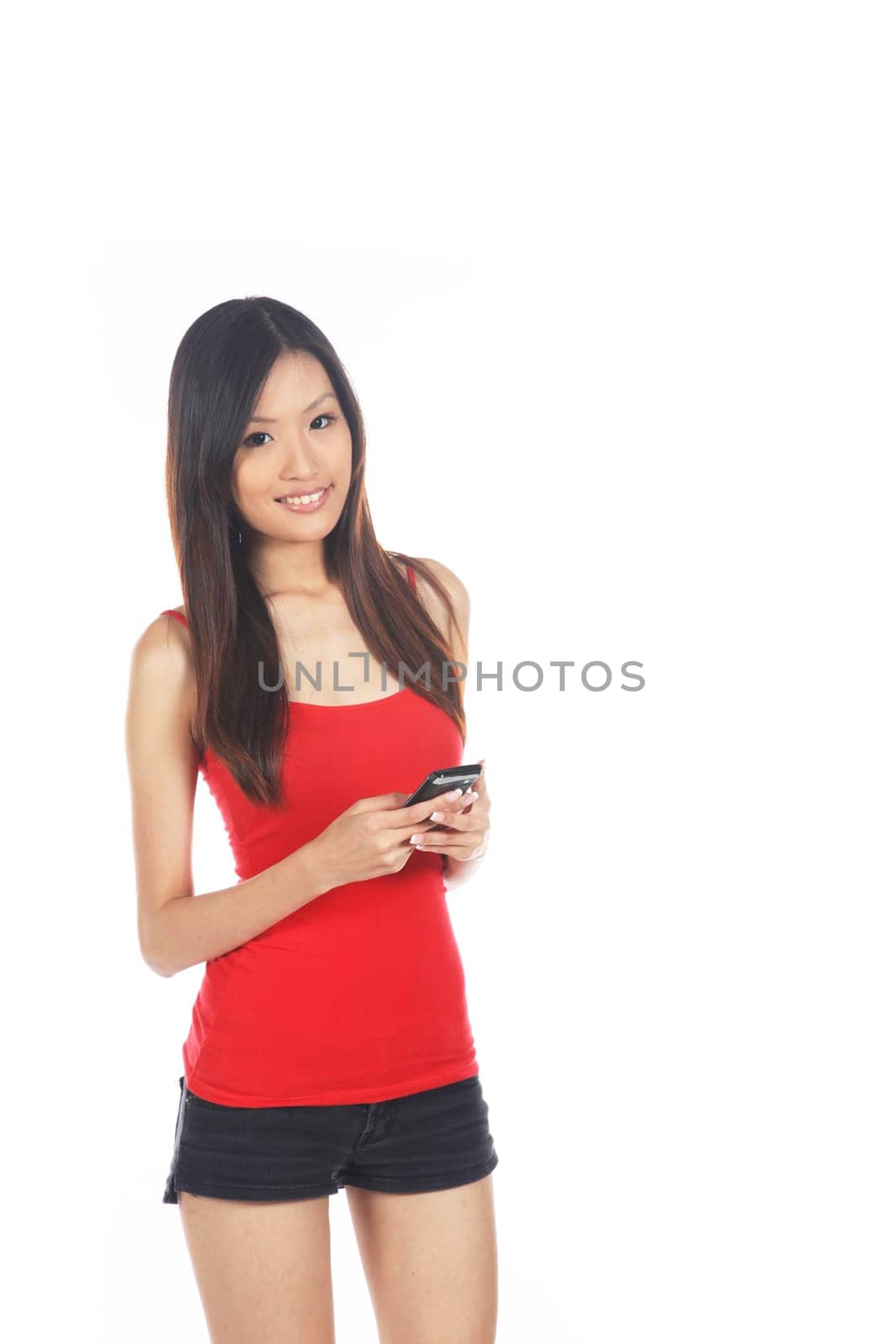 Asian Female Using Handphone for Social Media