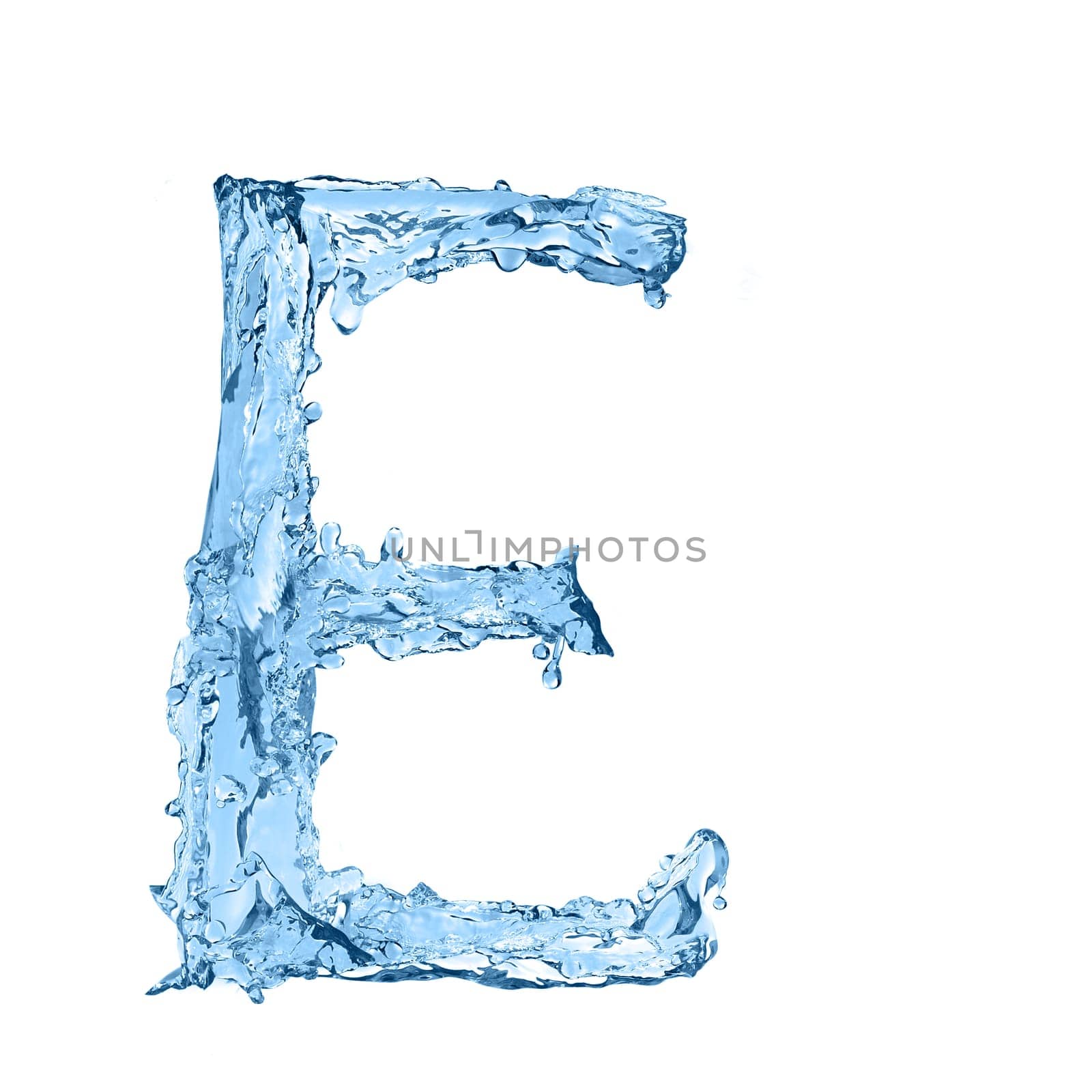 alphabet made of frozen water - the letter E
