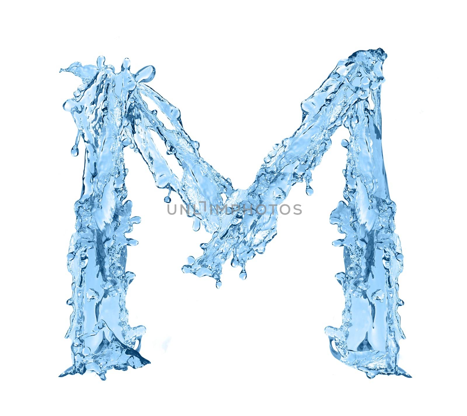 alphabet made of frozen water - the letter M