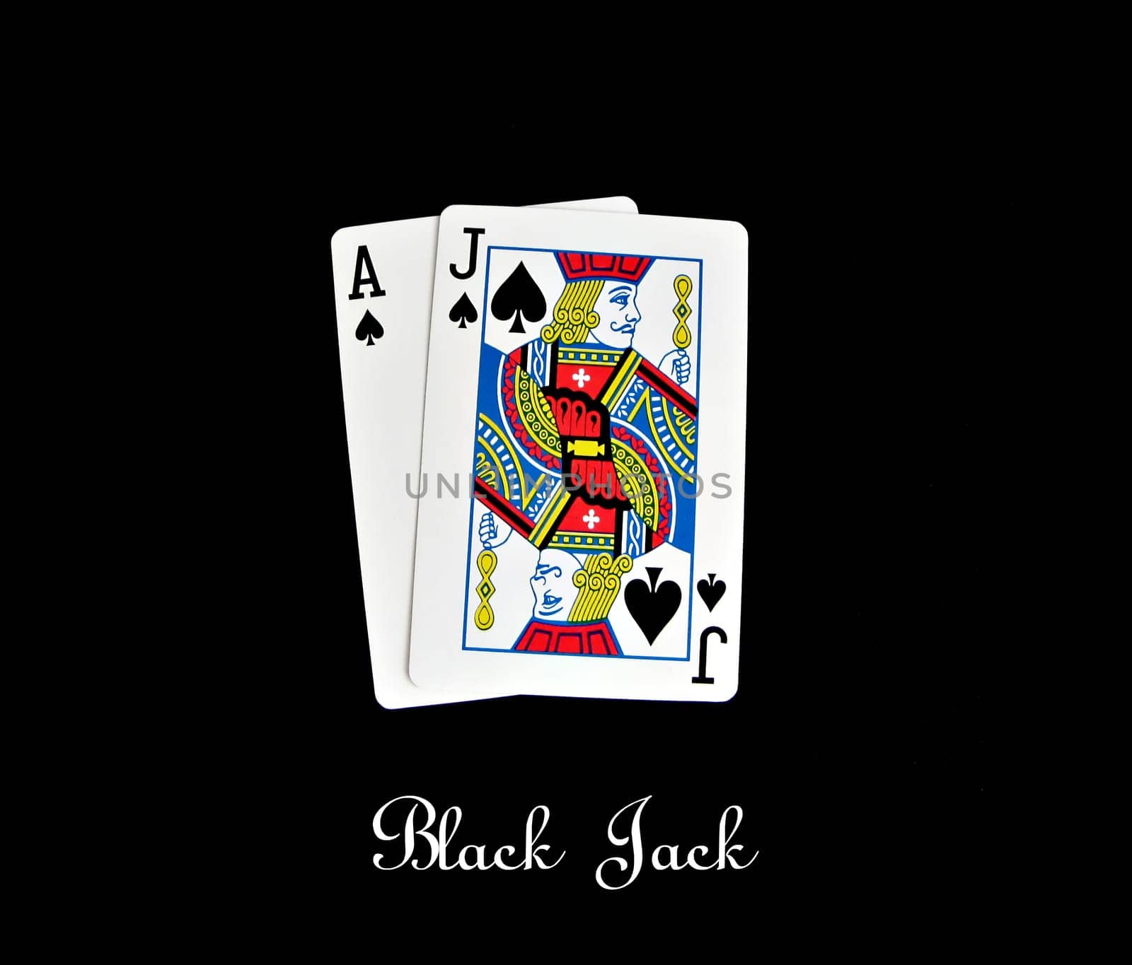 black jack ace isolated on black background