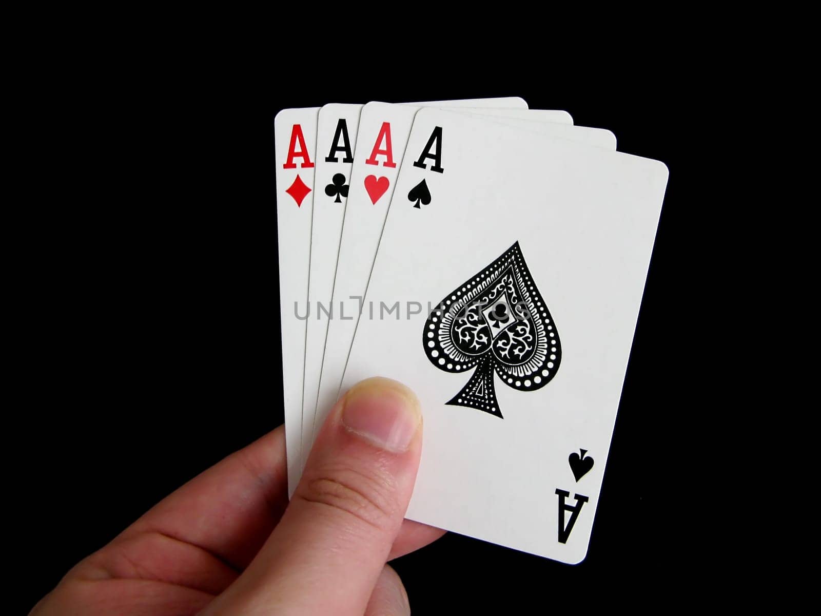 four of a kind aces cards isolated on black background