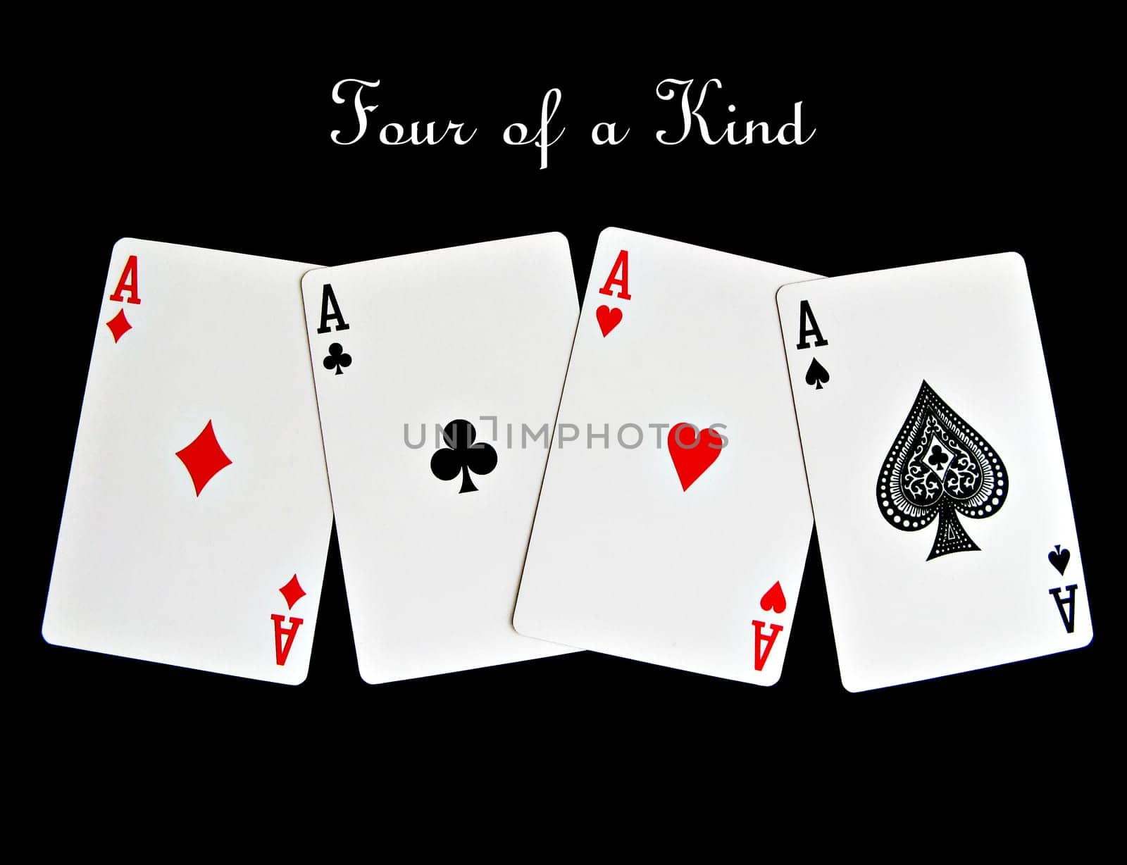 four of a kind aces cards isolated on black background