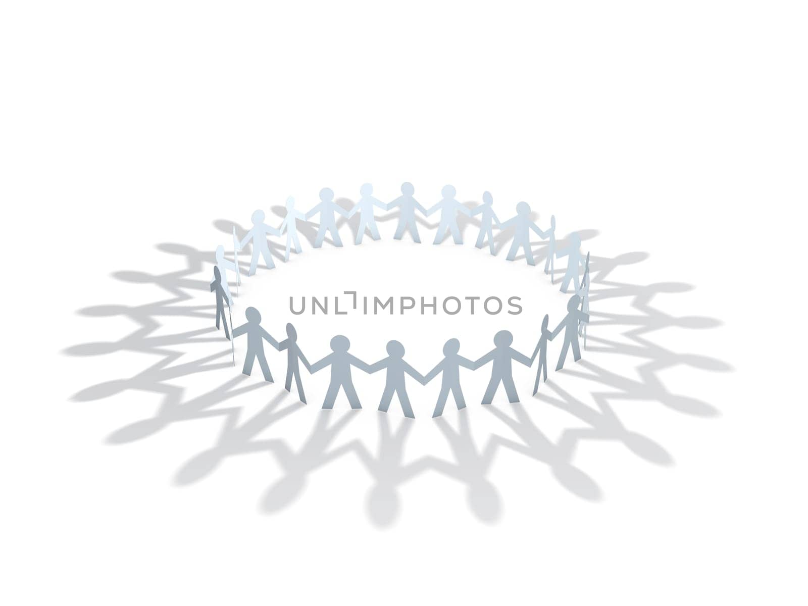 paper men team circle over white background