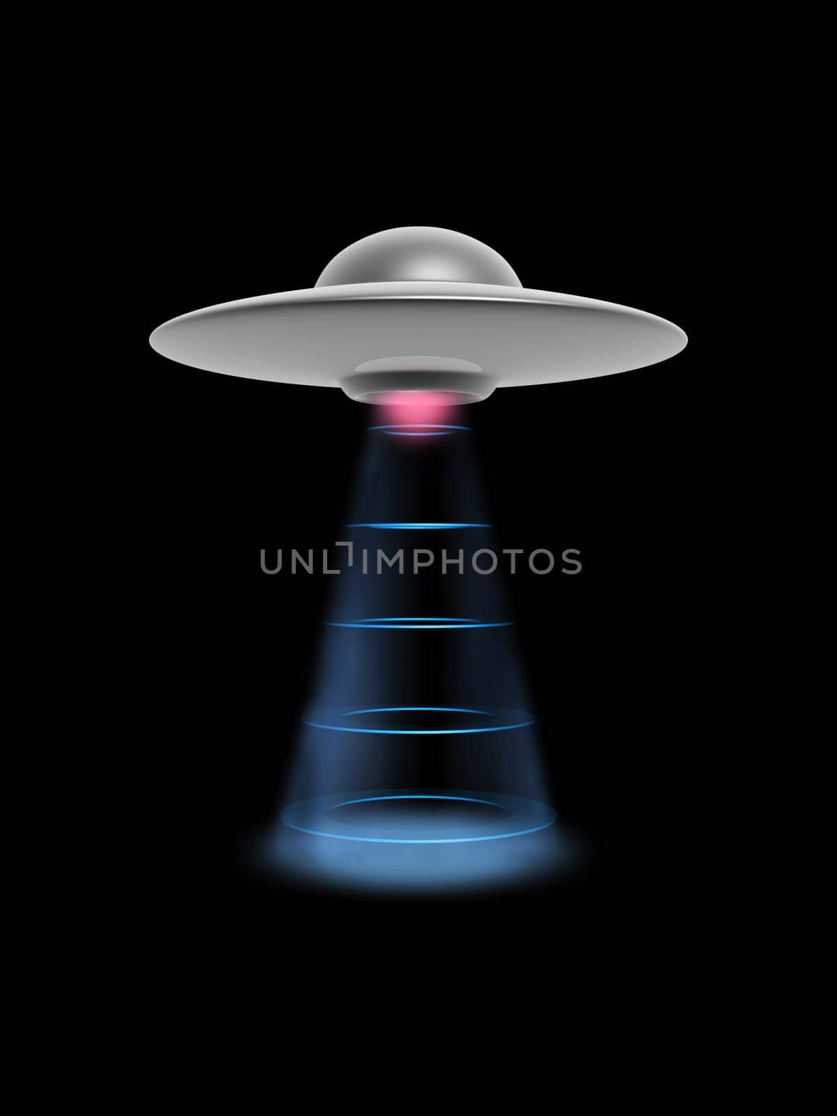 ufo disc with power lighting on dark background