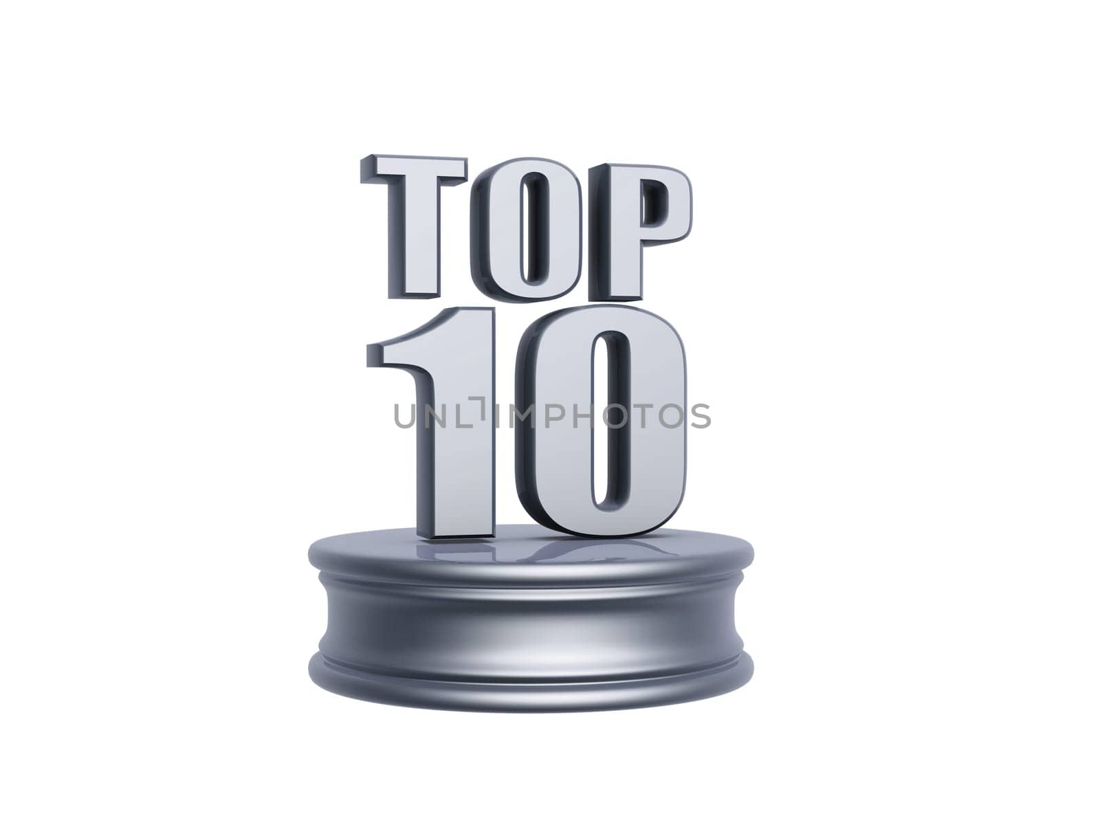 platinum top ten in rank list trophy isolated on white background