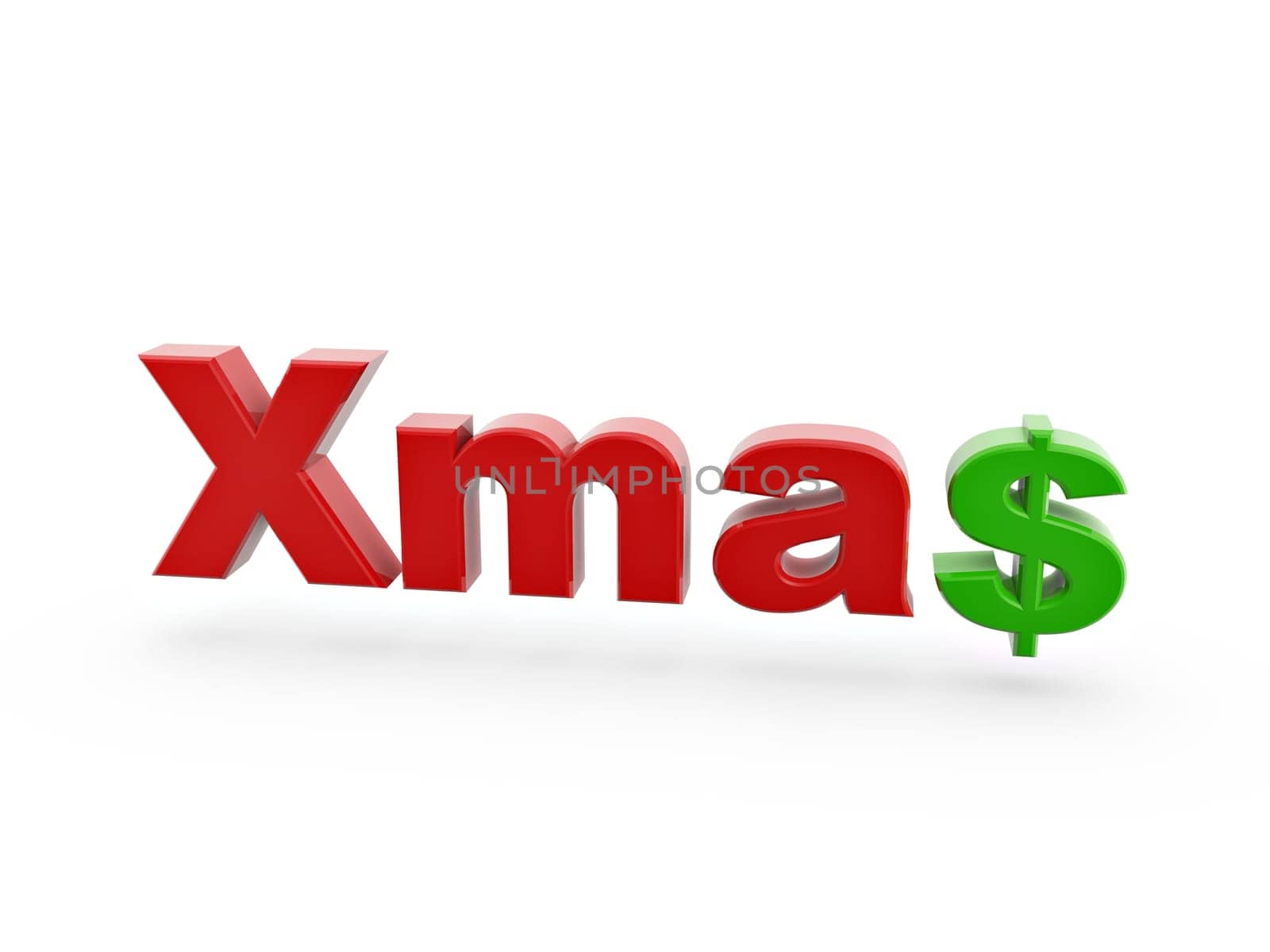 Christmas dollar sign isolated on white background