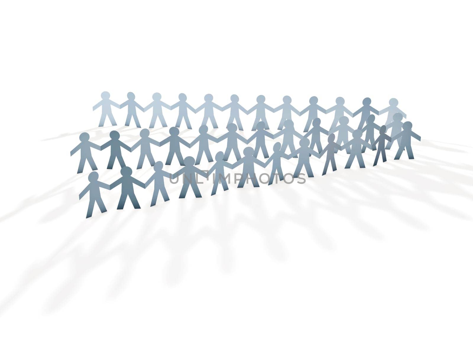 white paper men group over white background
