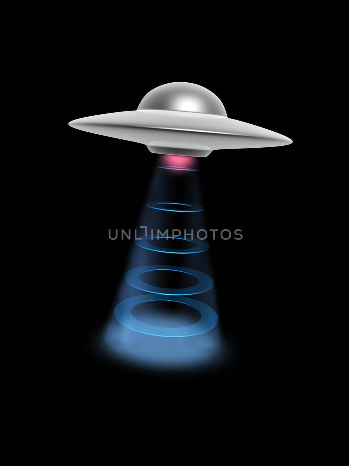 ufo disc with power lighting on dark background