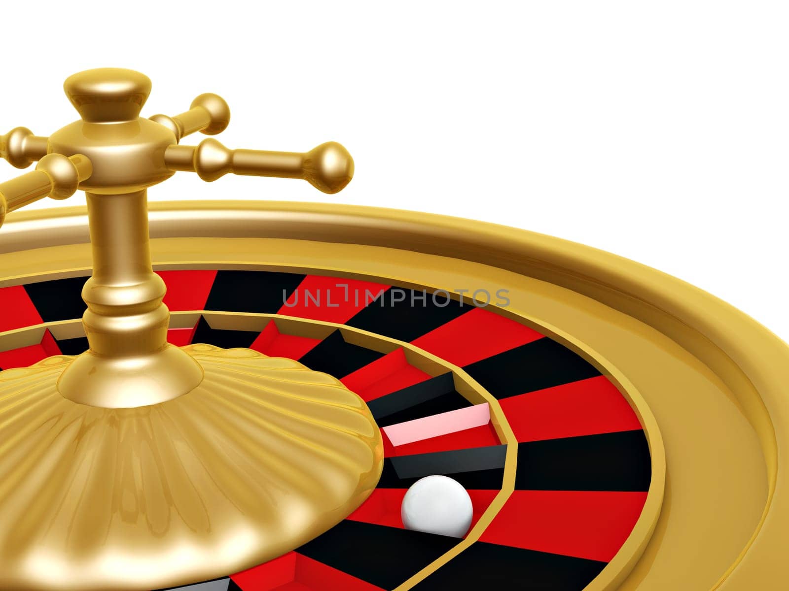 Roulette wheel of casino on white background
