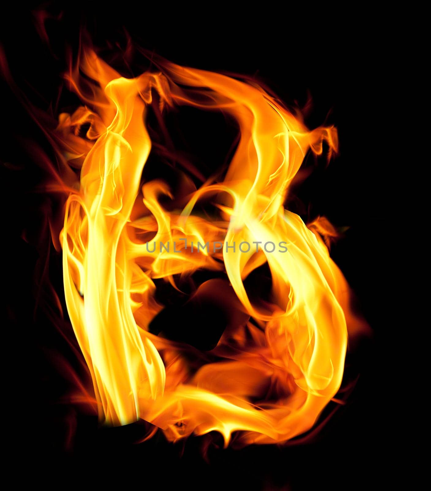 Fiery font. Letter B