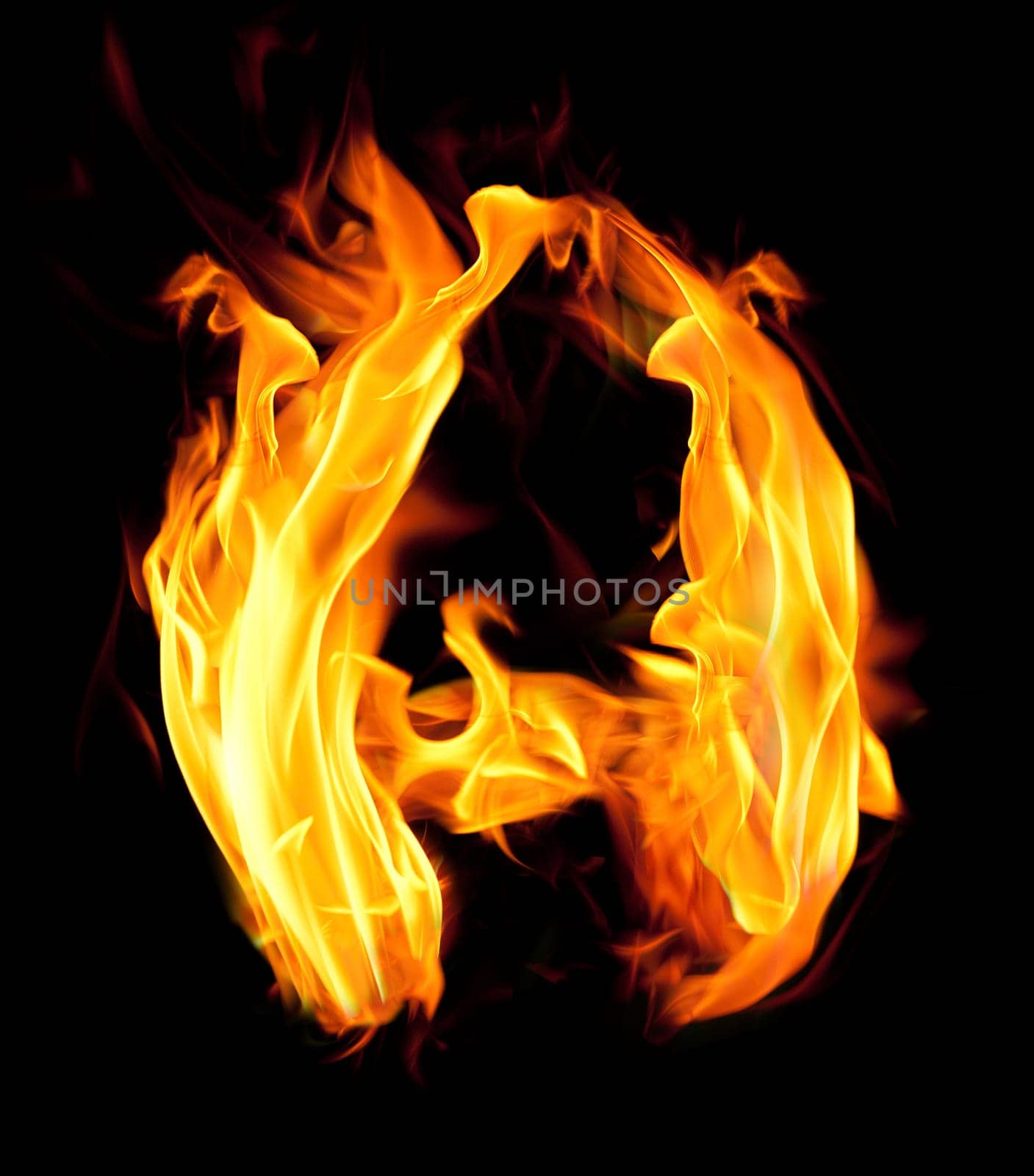 Fiery font. Letter A