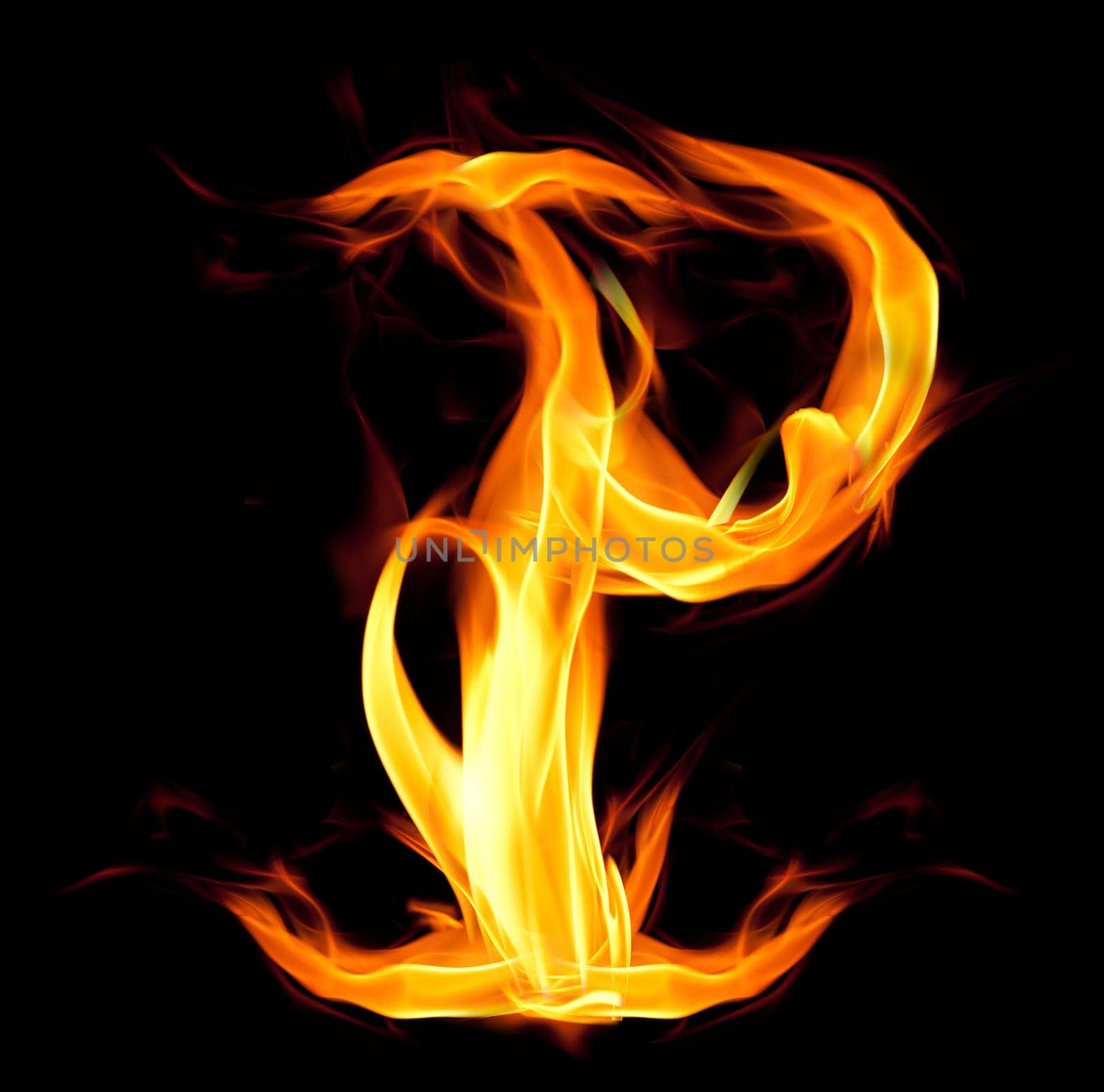 Fiery font. Letter P