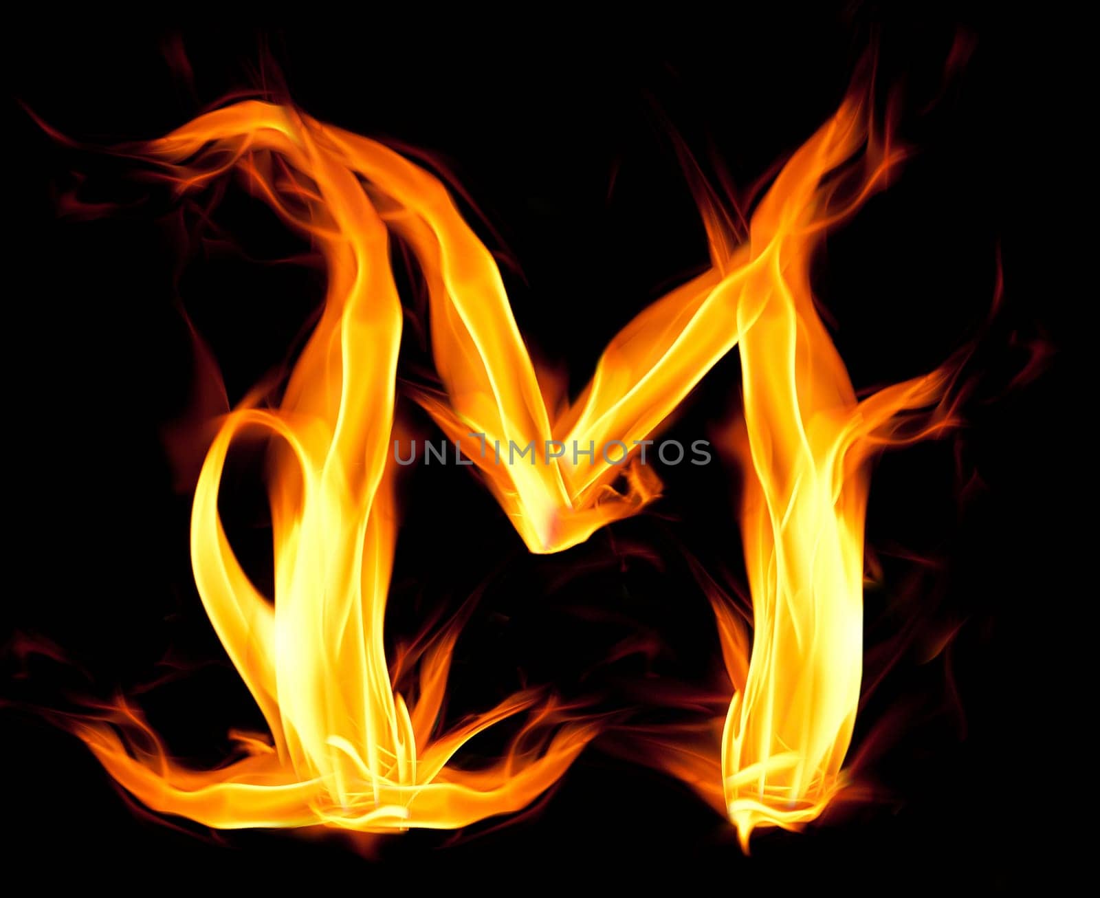 Fiery font. Letter M