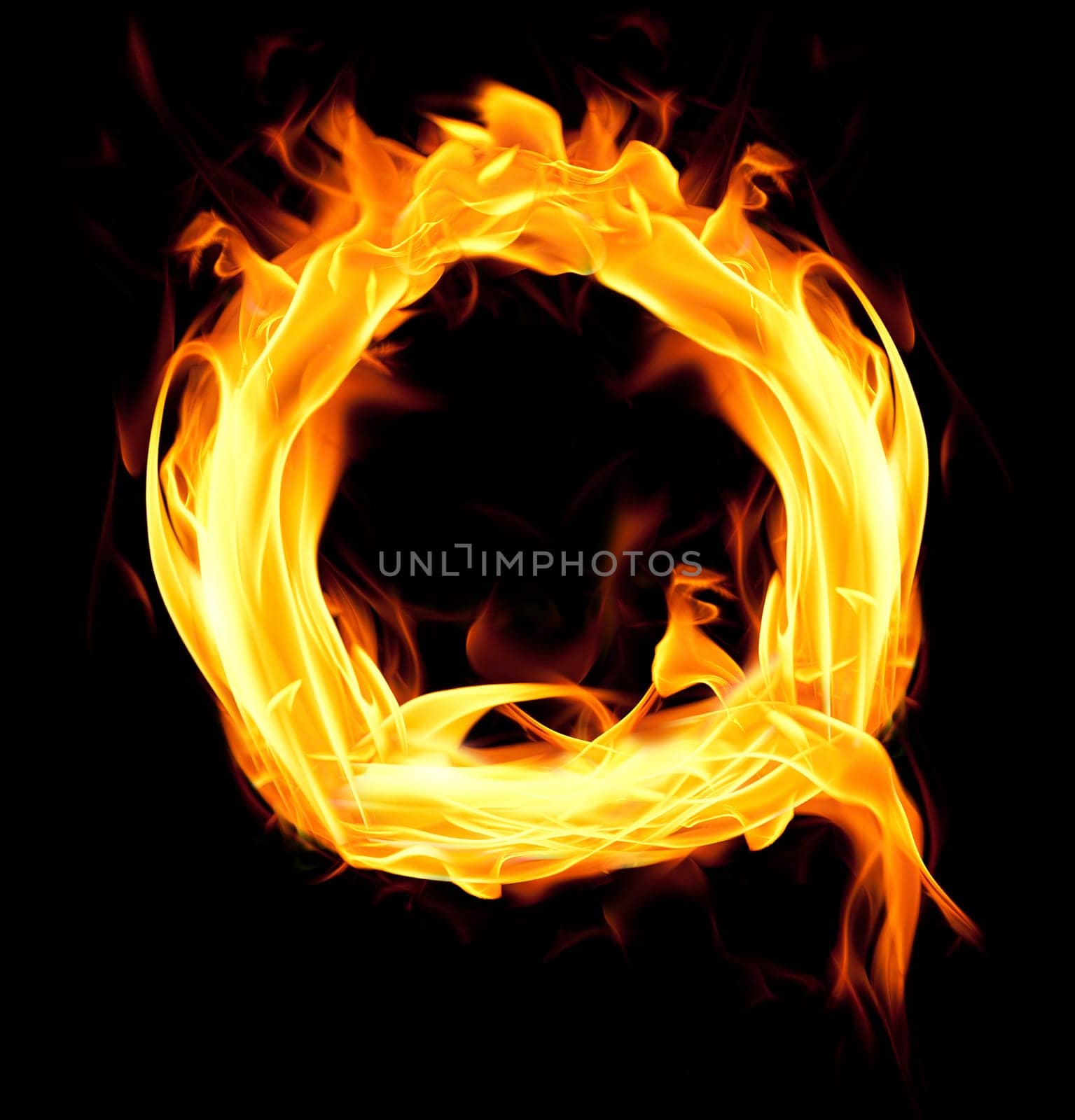 Fiery font. Letter Q
