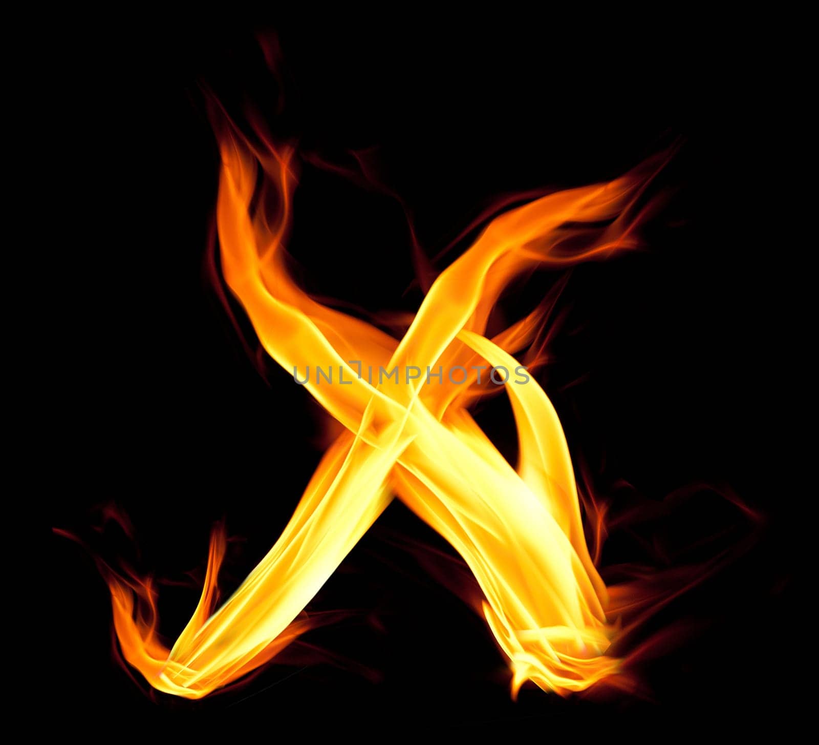 Fiery font. Letter X