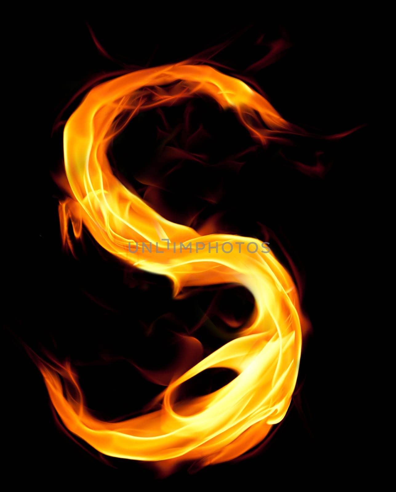 Fiery font. Letter S