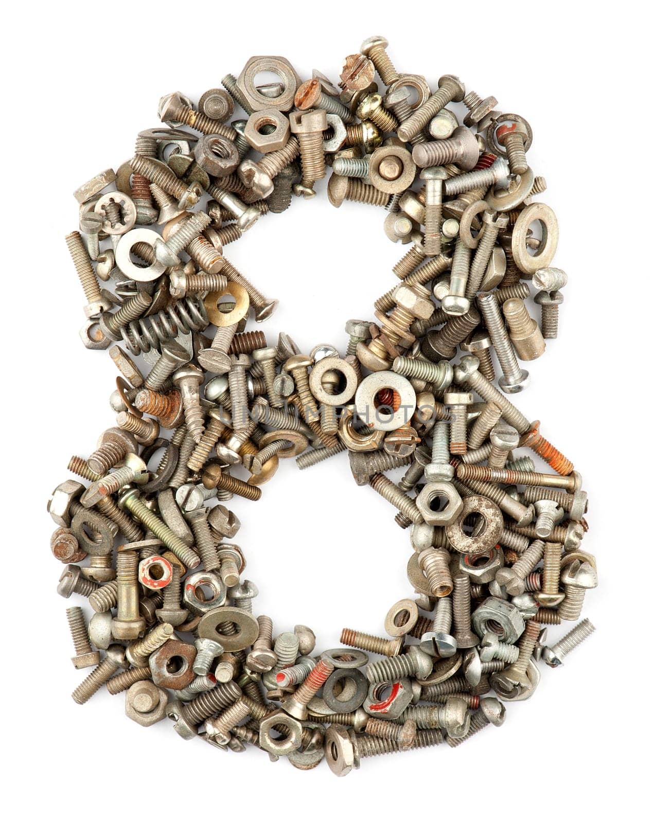 numbers made of bolts - eight