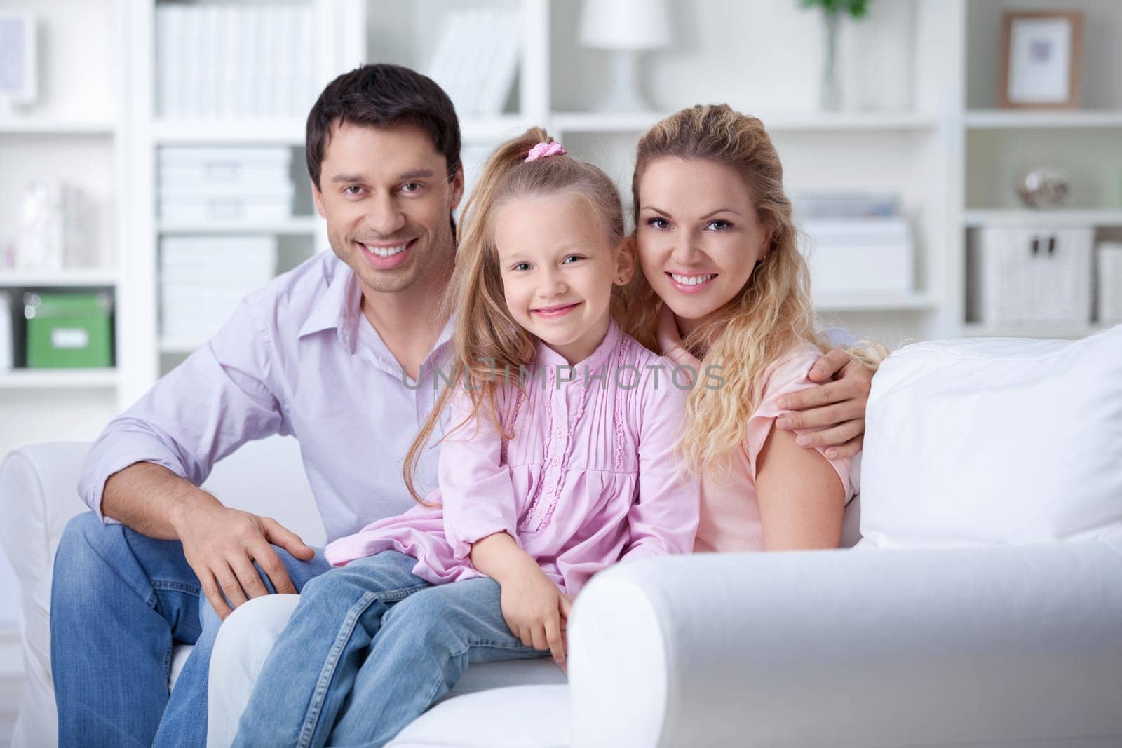 A happy family with a child at home