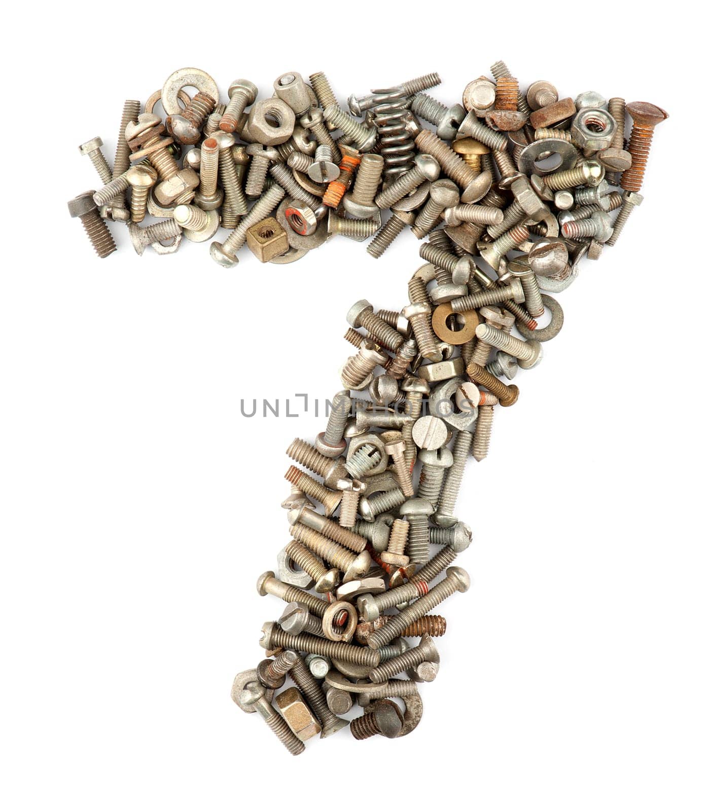 numbers made of bolts - seven