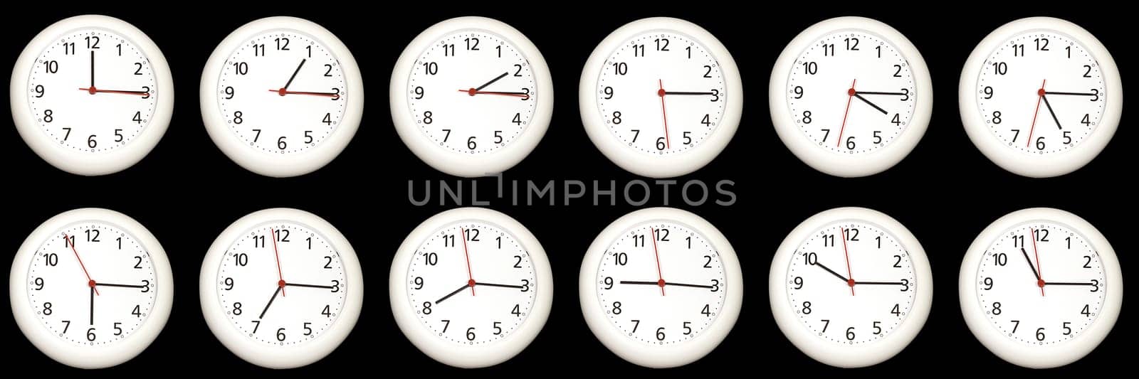 A collage of clock telling the time - Quarter past - 3 of a series of 4