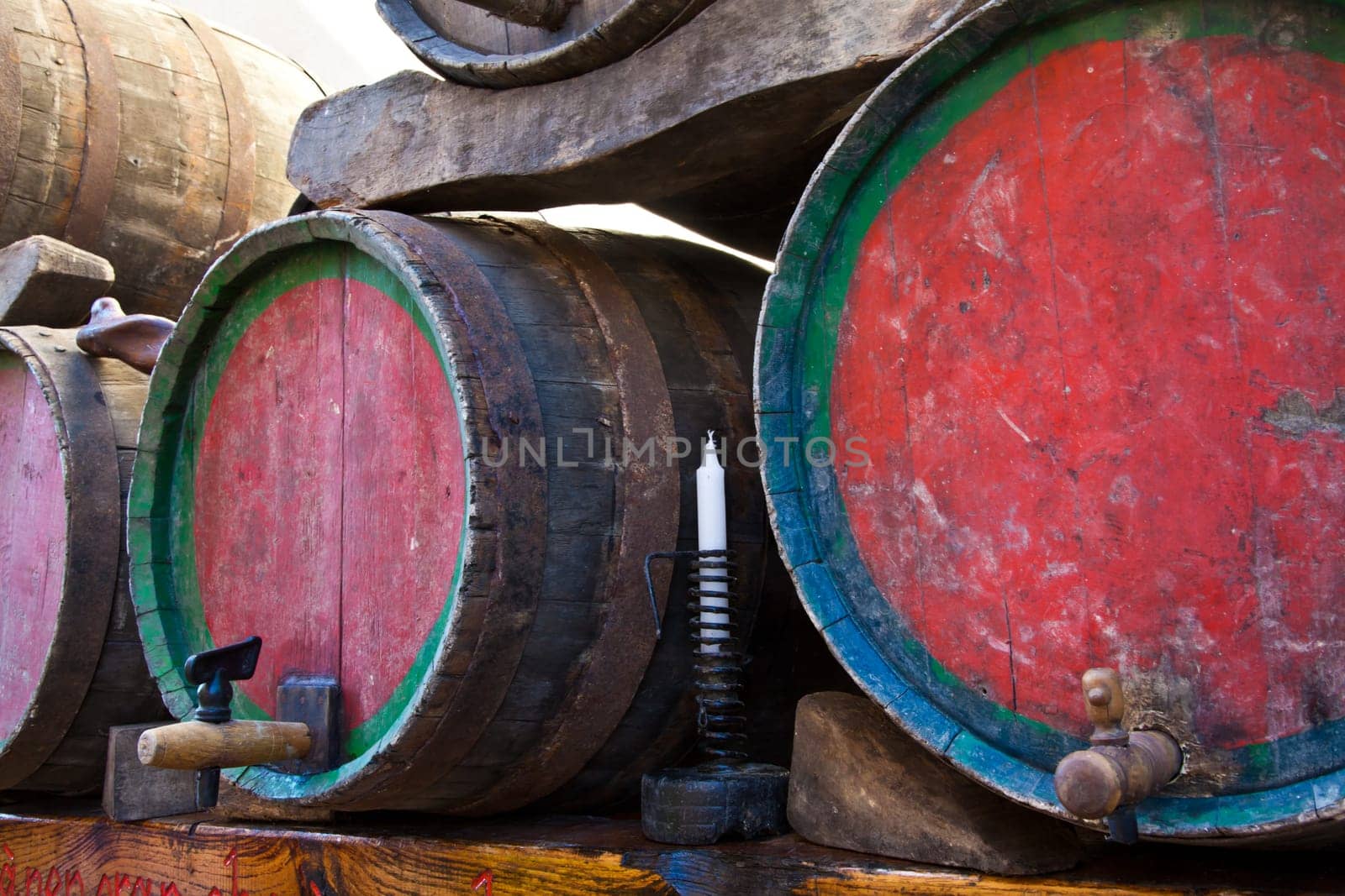 Italy - old tap on a barrel of Barbera wine, Piedmont region